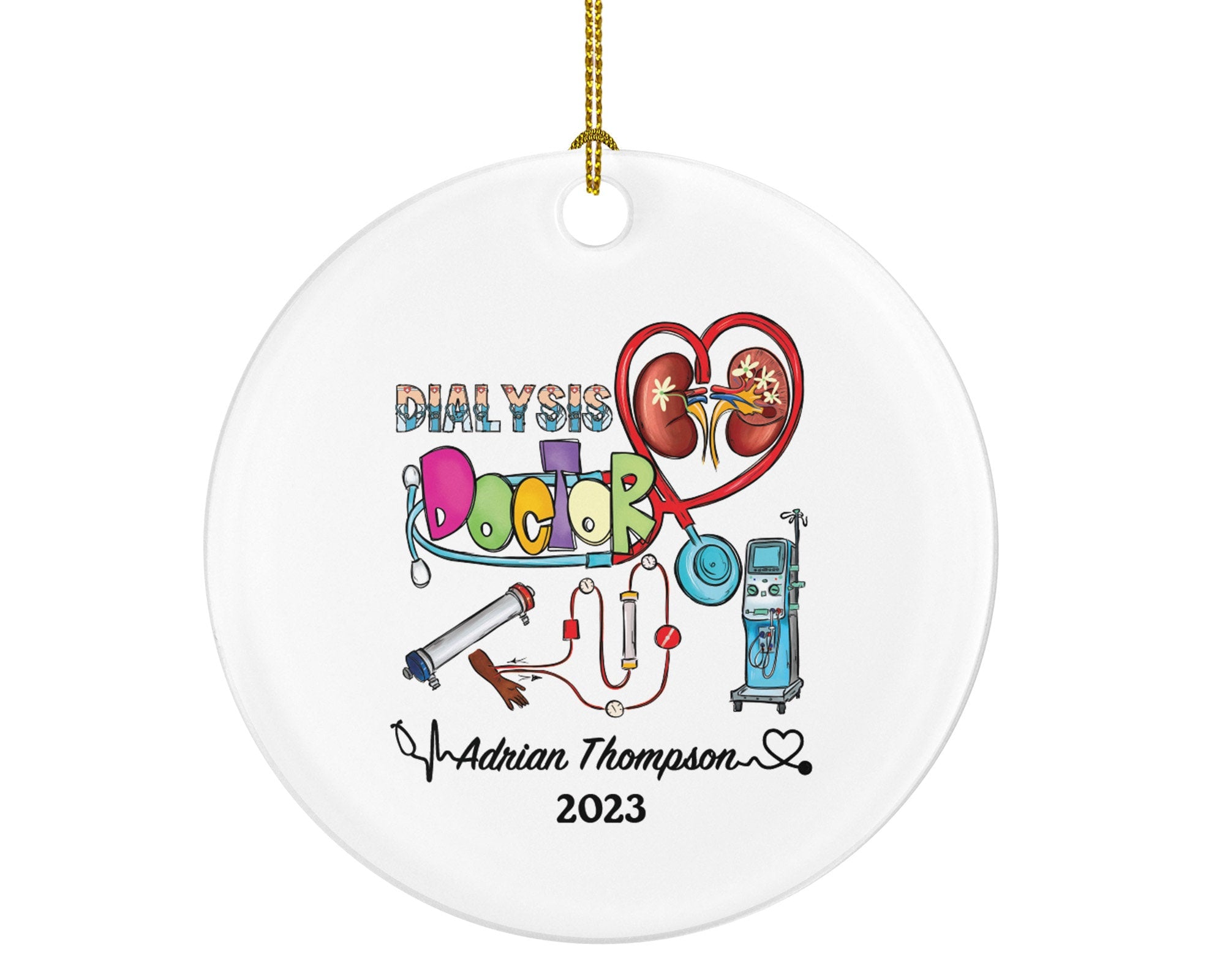 Dialysis Doctor Christmas Ornament Personalized Gift -  Urinary System Patient Physician Custom Name Year