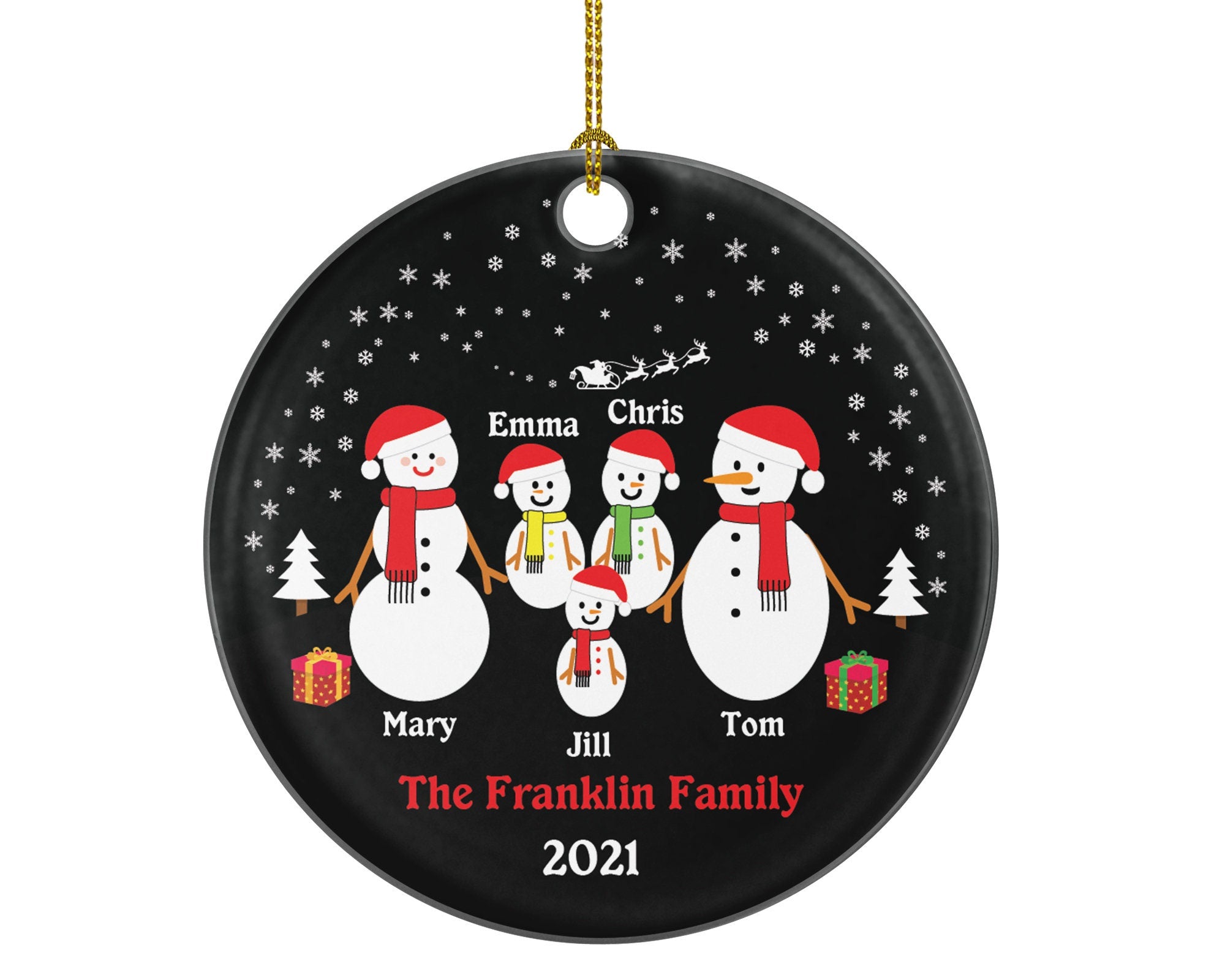 Family of 5 Five Personalized Christmas Ornament Snowmen Snowman Kids Children Mom Dad New Mommy Daddy Baby Girl Boy Father Mother Custom