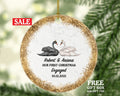 Our First Christmas Engaged Personalized Ornament - Engagement Announcement Couple Gift - Swans Couple
