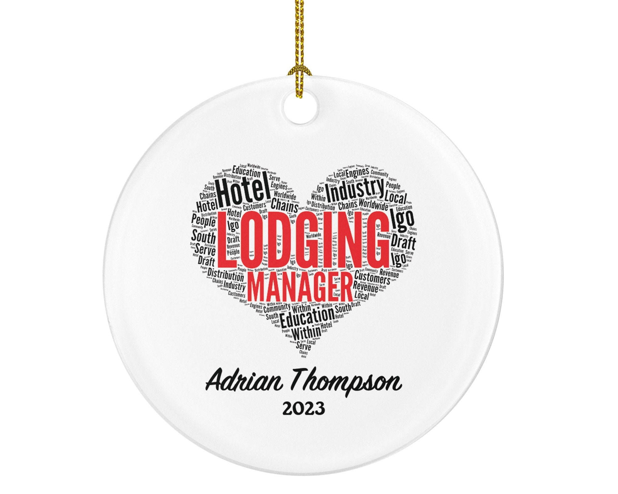 Lodging Manager Christmas Ornament Personalized - Gift for a Hotel Manager Custom Name