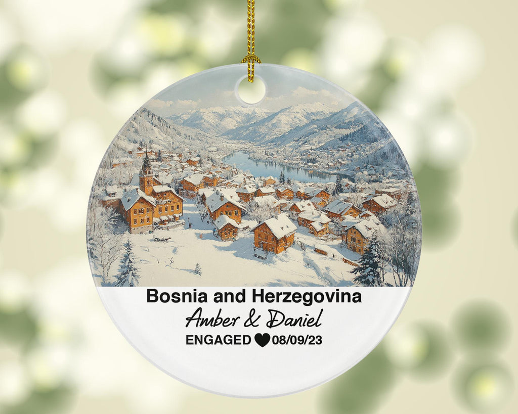 Custom Bosnia and Herzegovina Ornament, Sarajevo Views, Balkan Heritage, Personalized Couple Gift, Celebrate Wedding, Engagement, Honeymoon