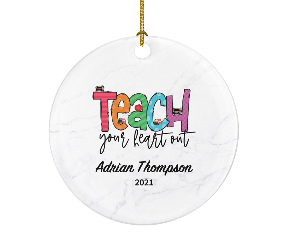 Teacher Ornament Personalized - Teacher Custom Gift Apple from Student Appreciation Mr Mrs School Graduate Graduation