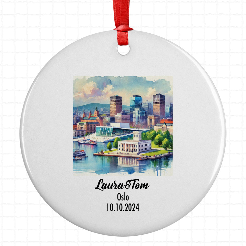 Oslo, Norway, Ornament, Engagement, Married, Travel, Gift for Engaged Couple, Engagement Gift, Trip, Vacation Souvenir