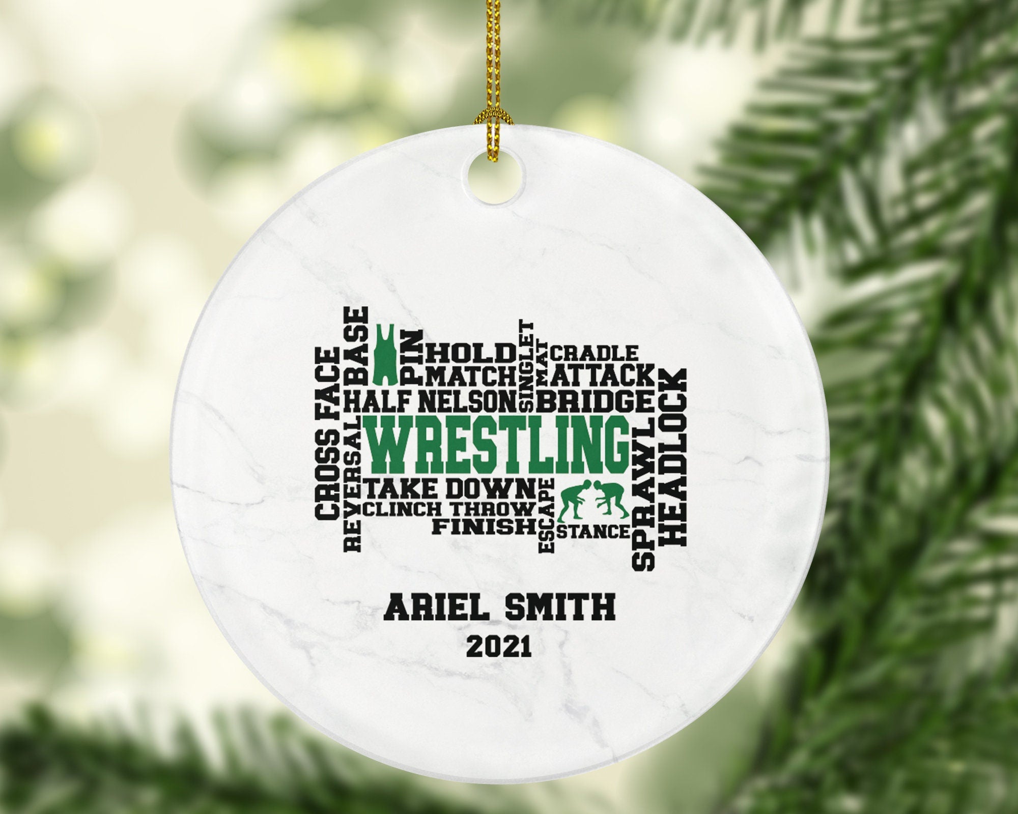Wrestling Christmas Ornament Personalized - Wrestling Team Custom Gift - Wrestler Ornament
