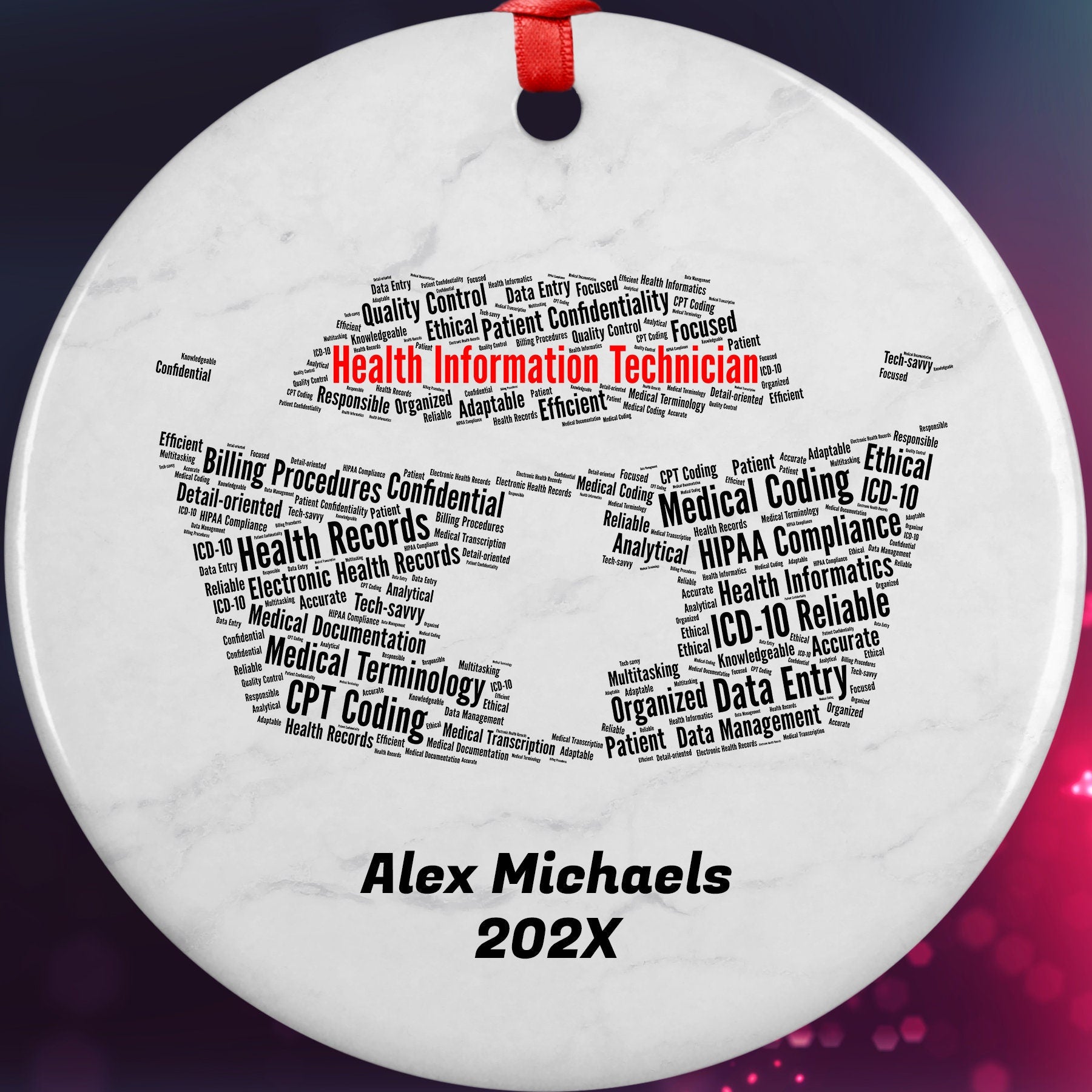 Health Information Technician Personalized Christmas Ornament
