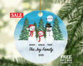 Snowmen Family of 3 Personalized Ornament - First Christmas New Baby Girl Boy Parents Mother Father Mom Dad Gift Kid Child Gift