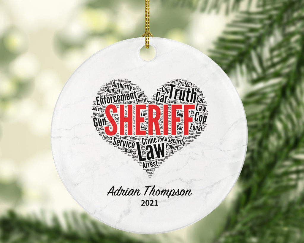 Sheriff Christmas Ornament Personalized - Sheriff Western Gift