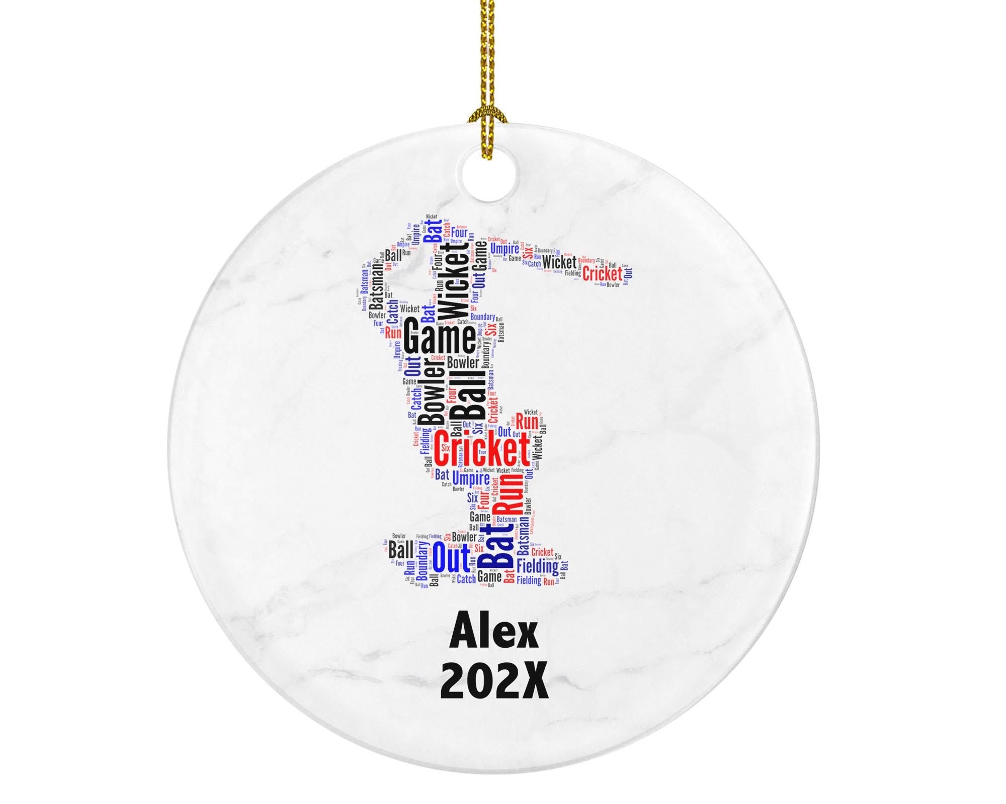 Personalized Cricket Christmas Ornament – Custom Sports Gift – Cricket Player Ornament – Batsman and Bowler Keepsake
