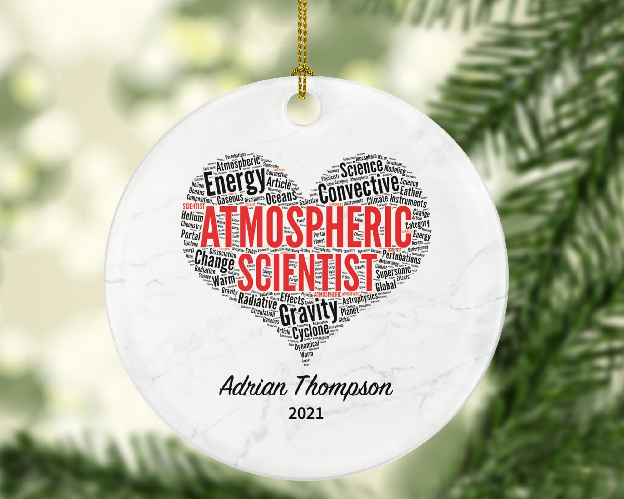 Athmospheric Scientist Christmas Ornament Personalized - Dynamic Meteorologists Simply Dynamicists