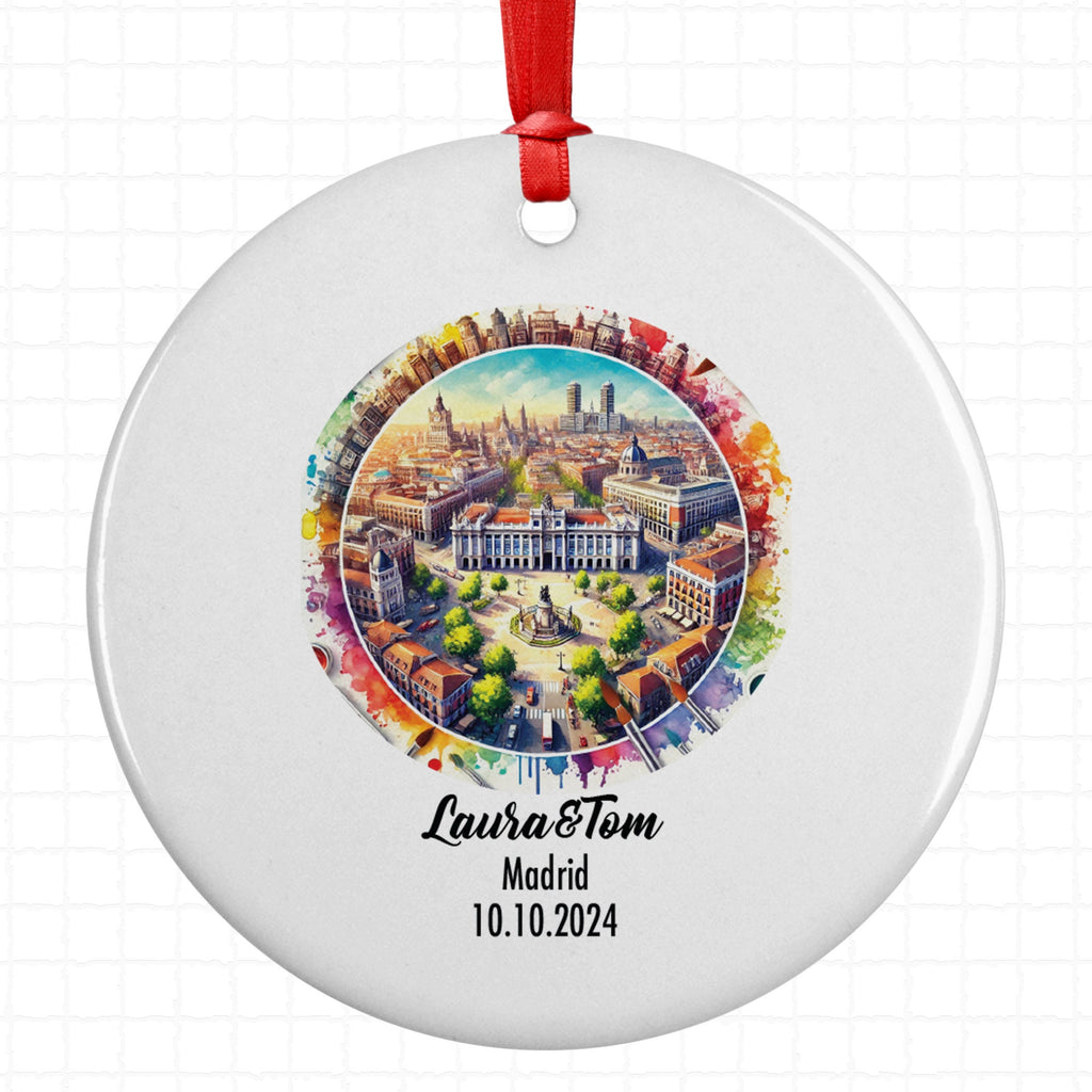 Madrid, Spain, Ornament, Engagement, Married, Travel, Gift for Engaged Couple, Engagement Gift, Trip, Vacation Souvenir