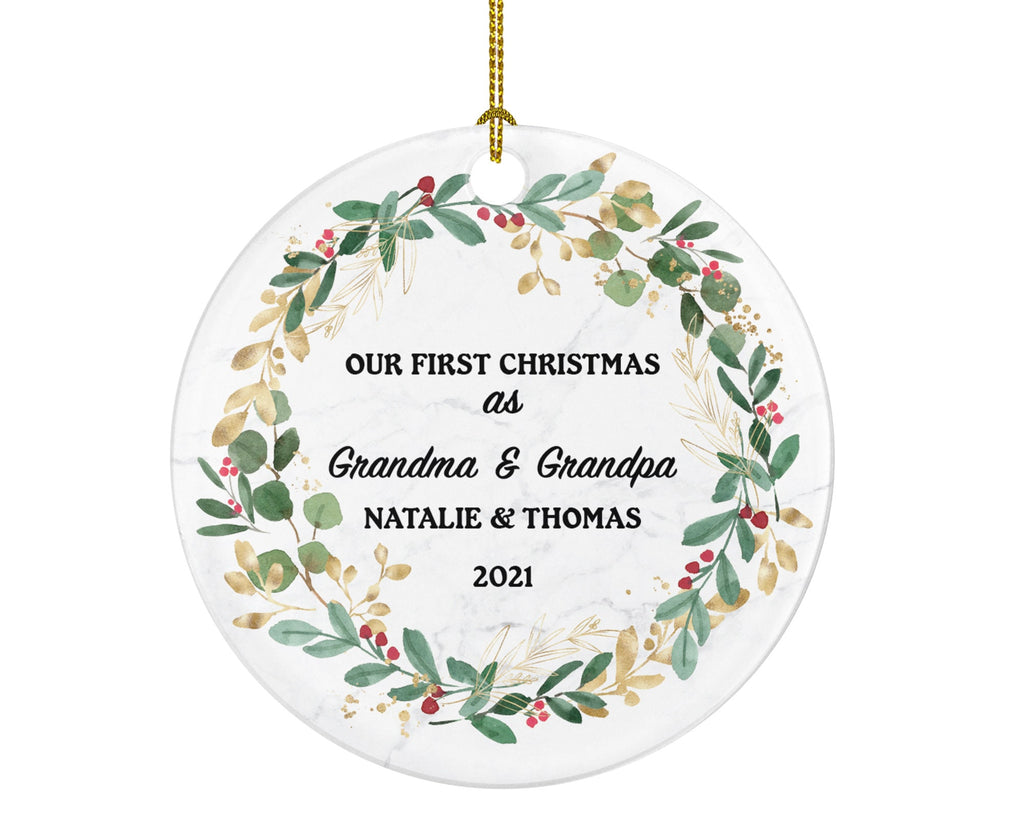 Grandparents First Christmas Ornament Personalized, As Grandma and & Grandpa Custom Gift First Christmas