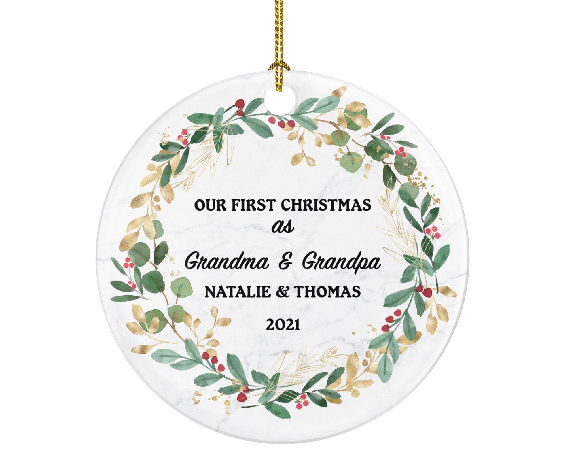 Grandparents First Christmas Ornament Personalized, As Grandma and & Grandpa Custom Gift First Christmas