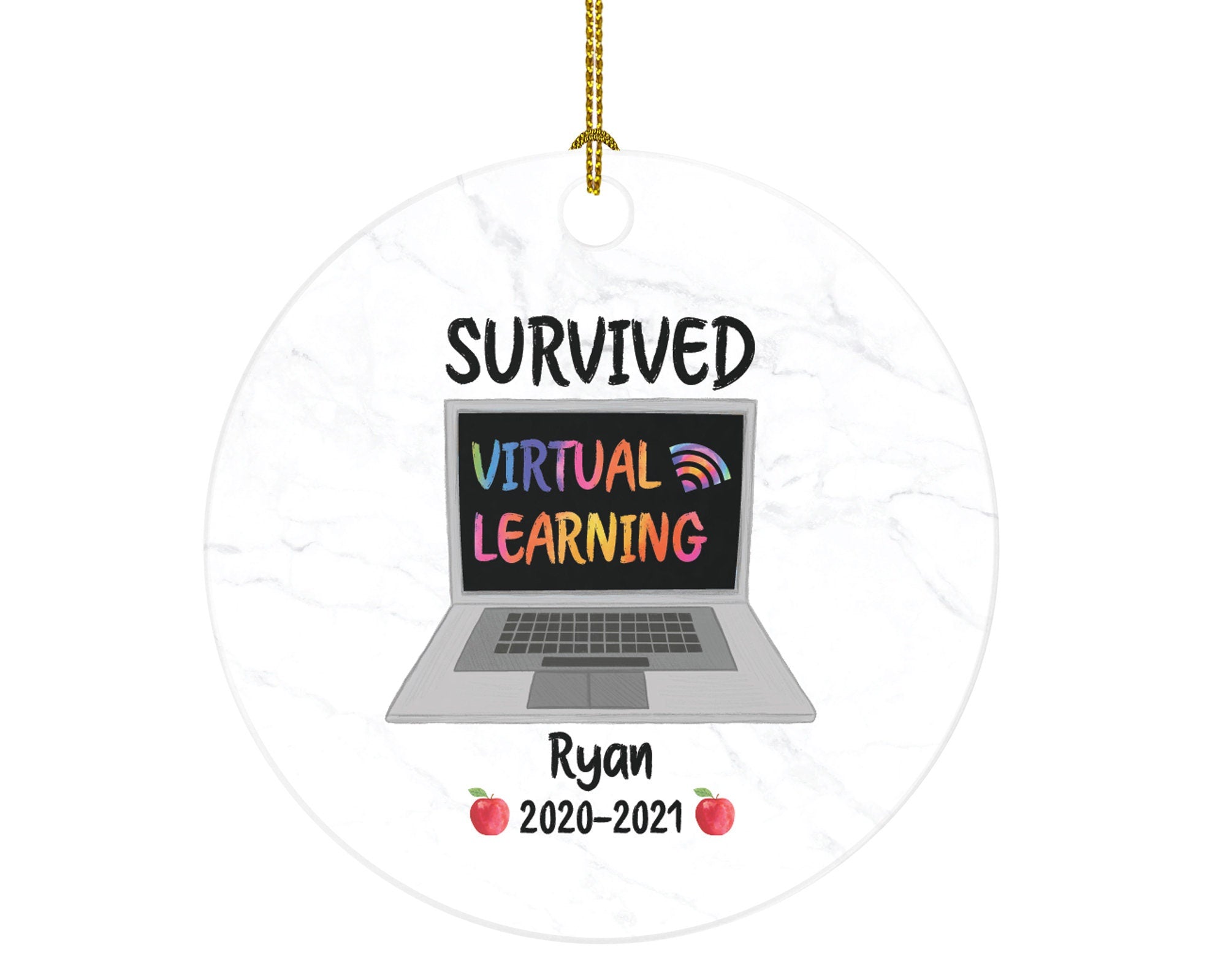 Virtual Learning Christmas Ornament Personalized - Online Schooling Remote Learner Online