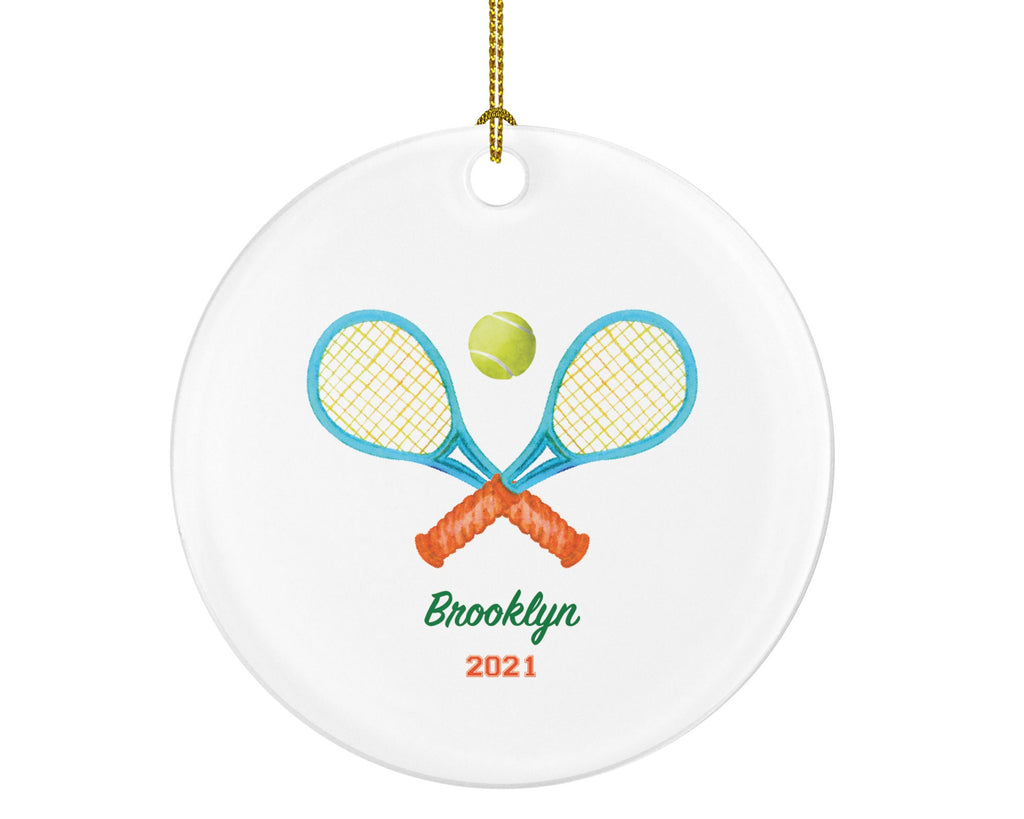 Tennis Player Racket with Ball Gamer Christmas Ornament - Personalized Sports Custom Name Gift Coach Team Hobby Fan Gift