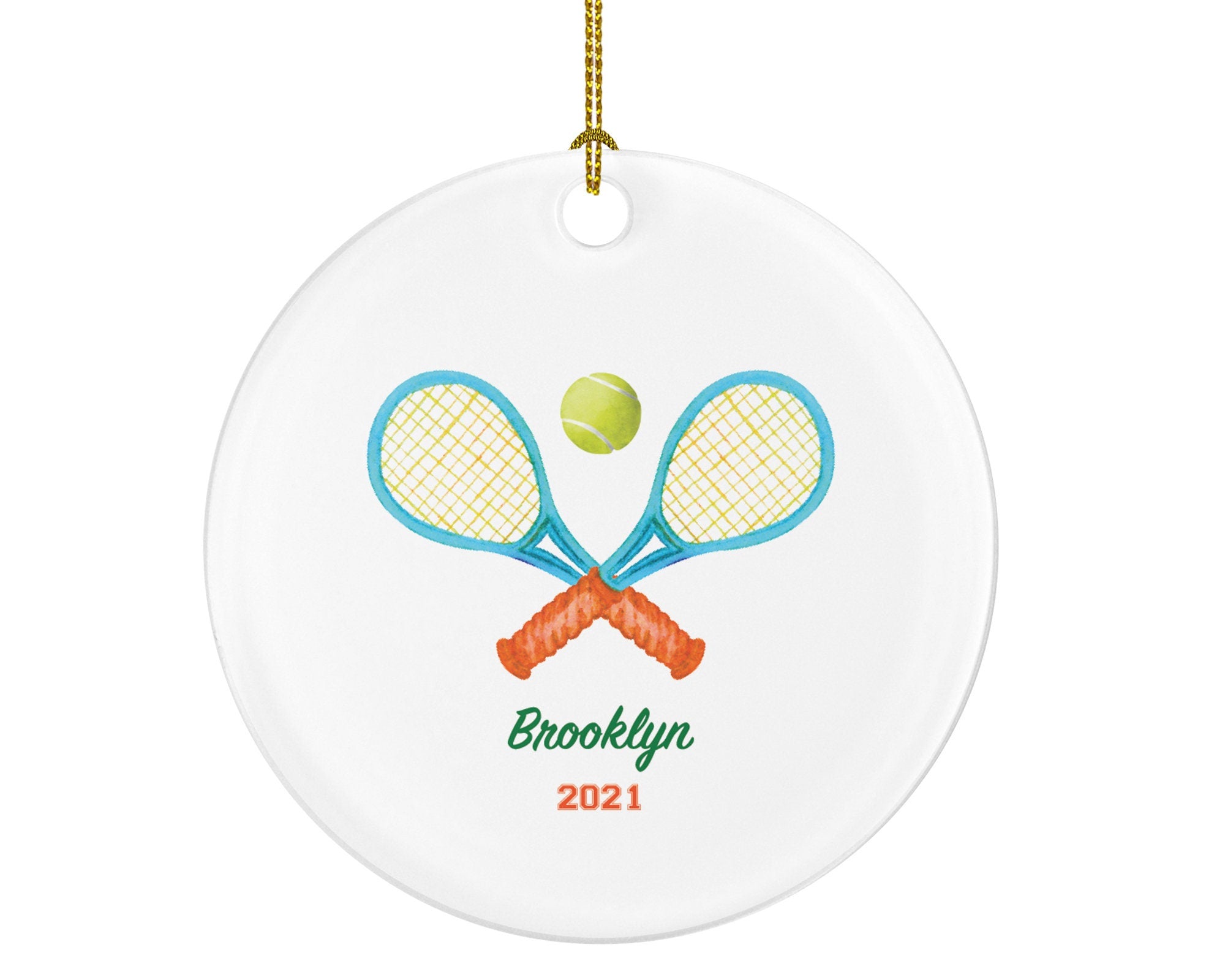 Tennis Player Racket with Ball Gamer Christmas Ornament - Personalized Sports Custom Name Gift Coach Team Hobby Fan Gift