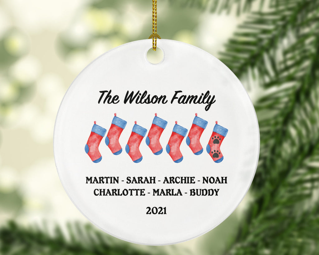 Mantel Stockings Family Personalized Christmas Ornament Customized Holiday Gift Custom Names Family of 3 4 5 6 7