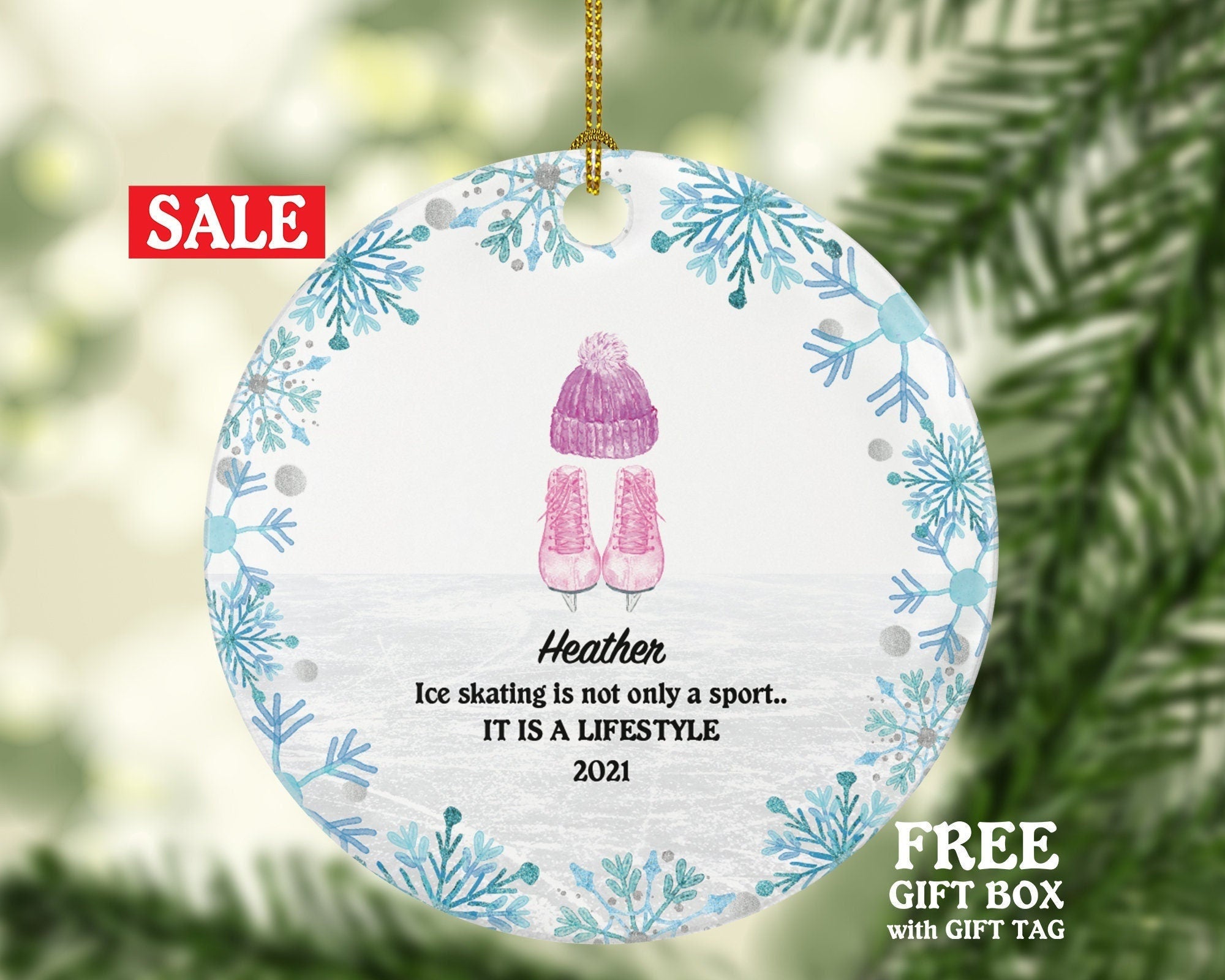 Ice Skating Christmas Ornament - Figure Skater Female Girl Personalized Gift Figure Ice Skate Lover Sports Activity Hobby Occupation