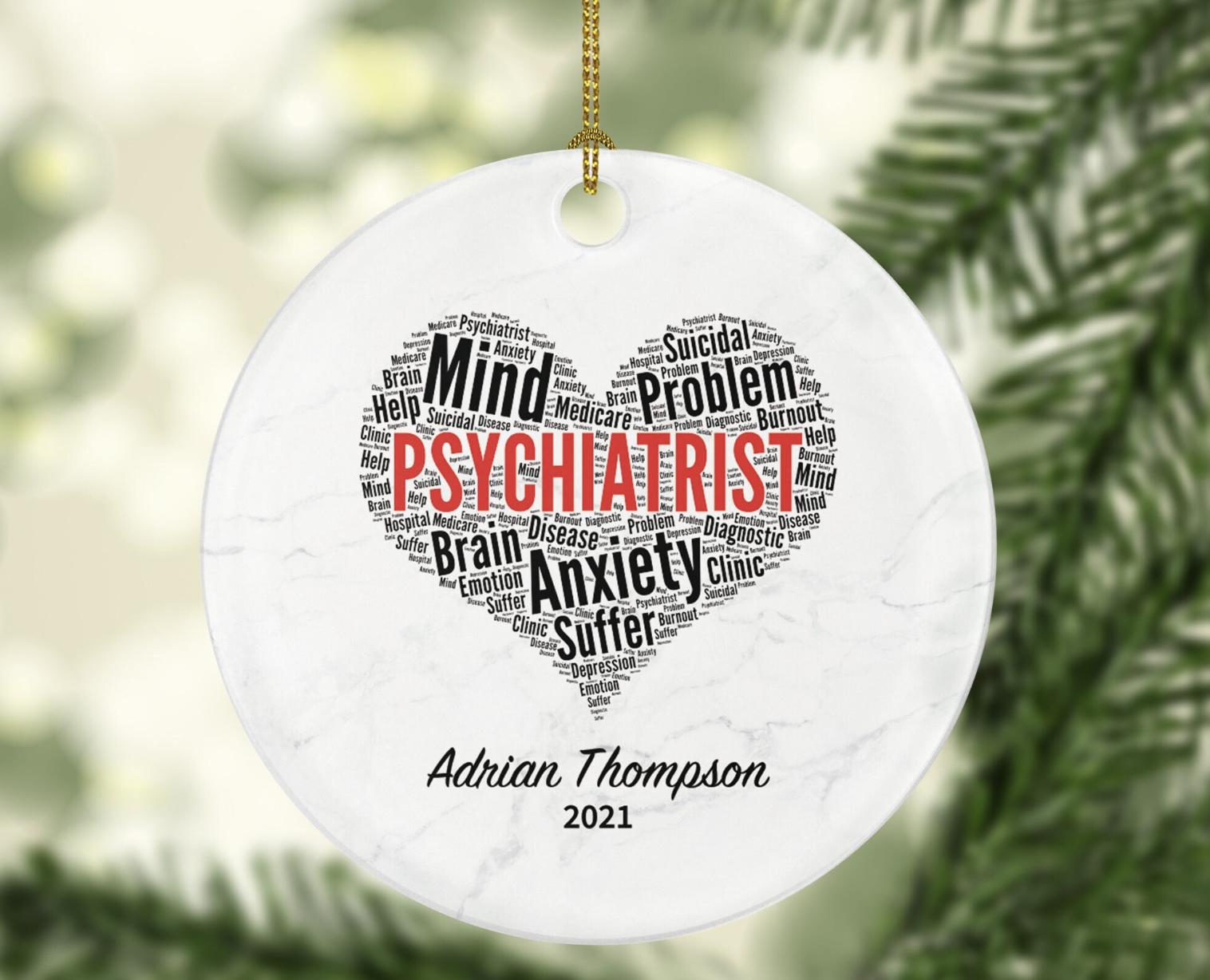 Psychiatrist Christmas Ornament Personalized,  Custom Physician Gift