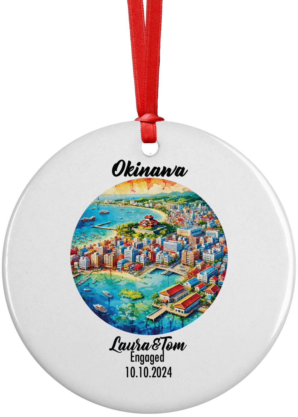 Okinawa, Japan Ornament, Engagement, Married, Travel, Gift for Engaged Couple, Engagement Gift, Trip, Vacation Souvenir