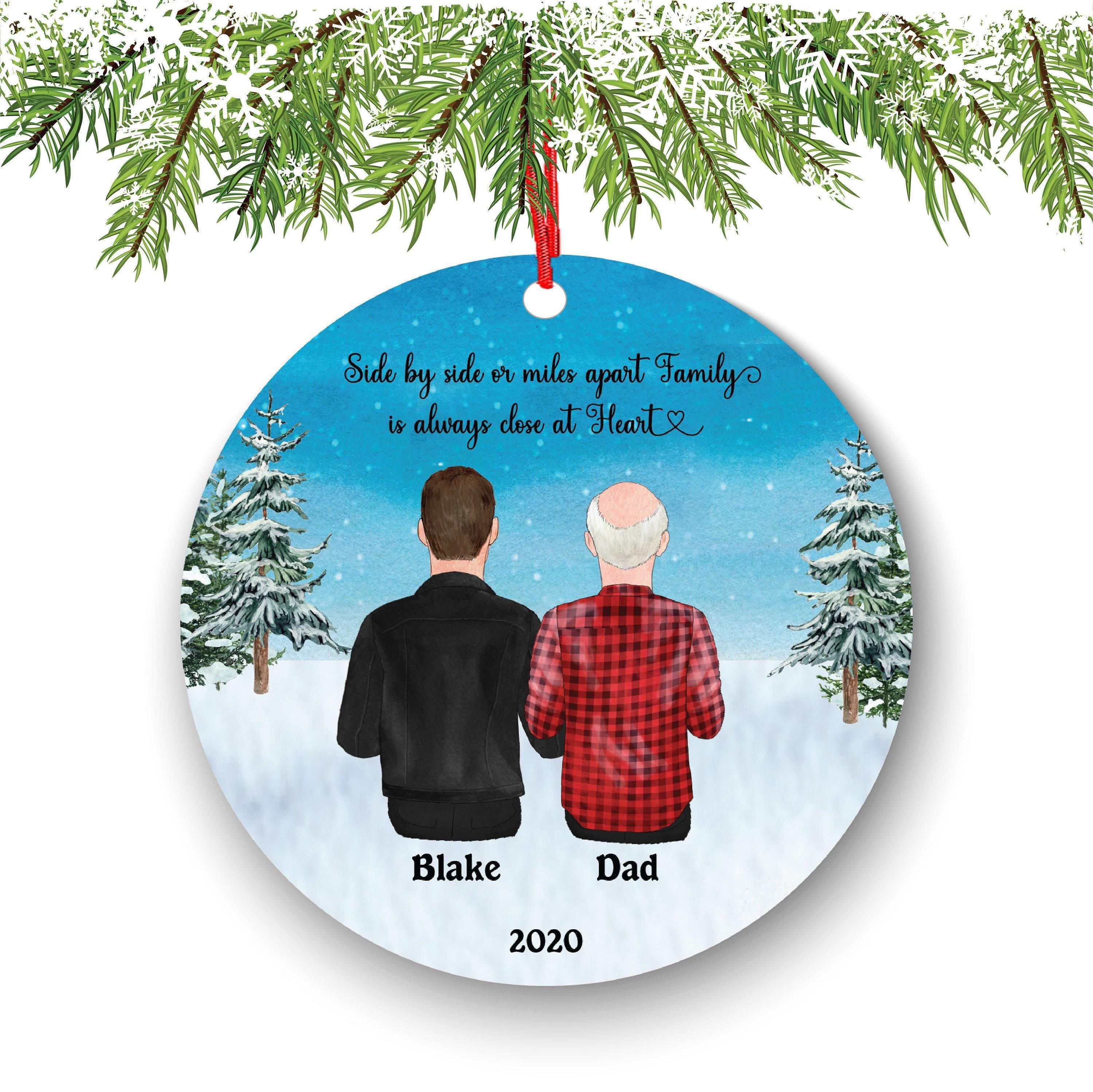 Personalized Family Christmas Ornament - Dad and Son Portrait Ceramic
