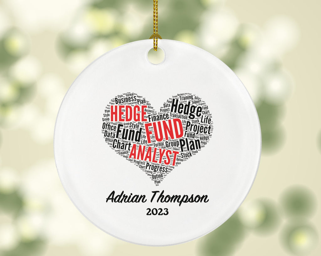 Hedge Fund Analyst Christmas Ornament Personalized - Economy Specialist Finance Worker Christmas Gift Custom Name