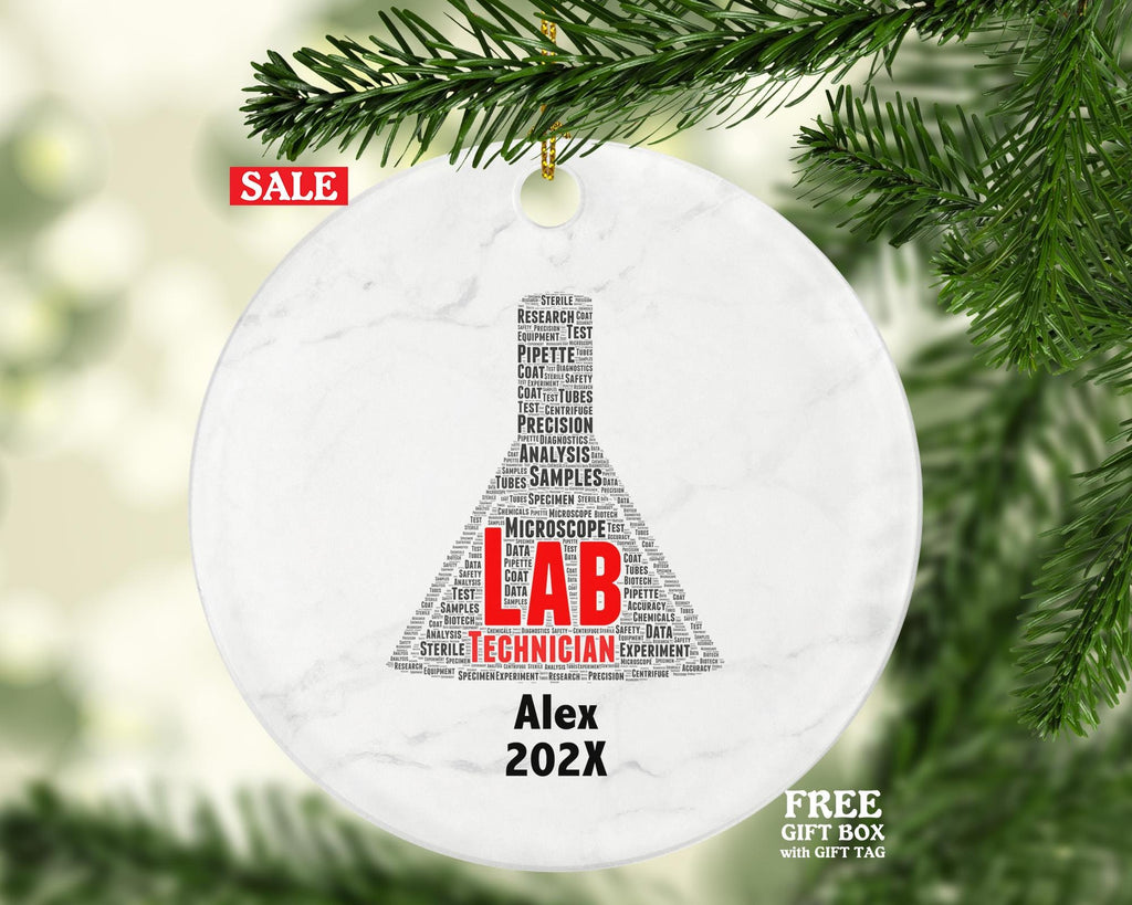 Personalized Lab Technician Christmas Ornament – Custom Science Gift – Laboratory Ornament – Medical Research Professional Keepsake