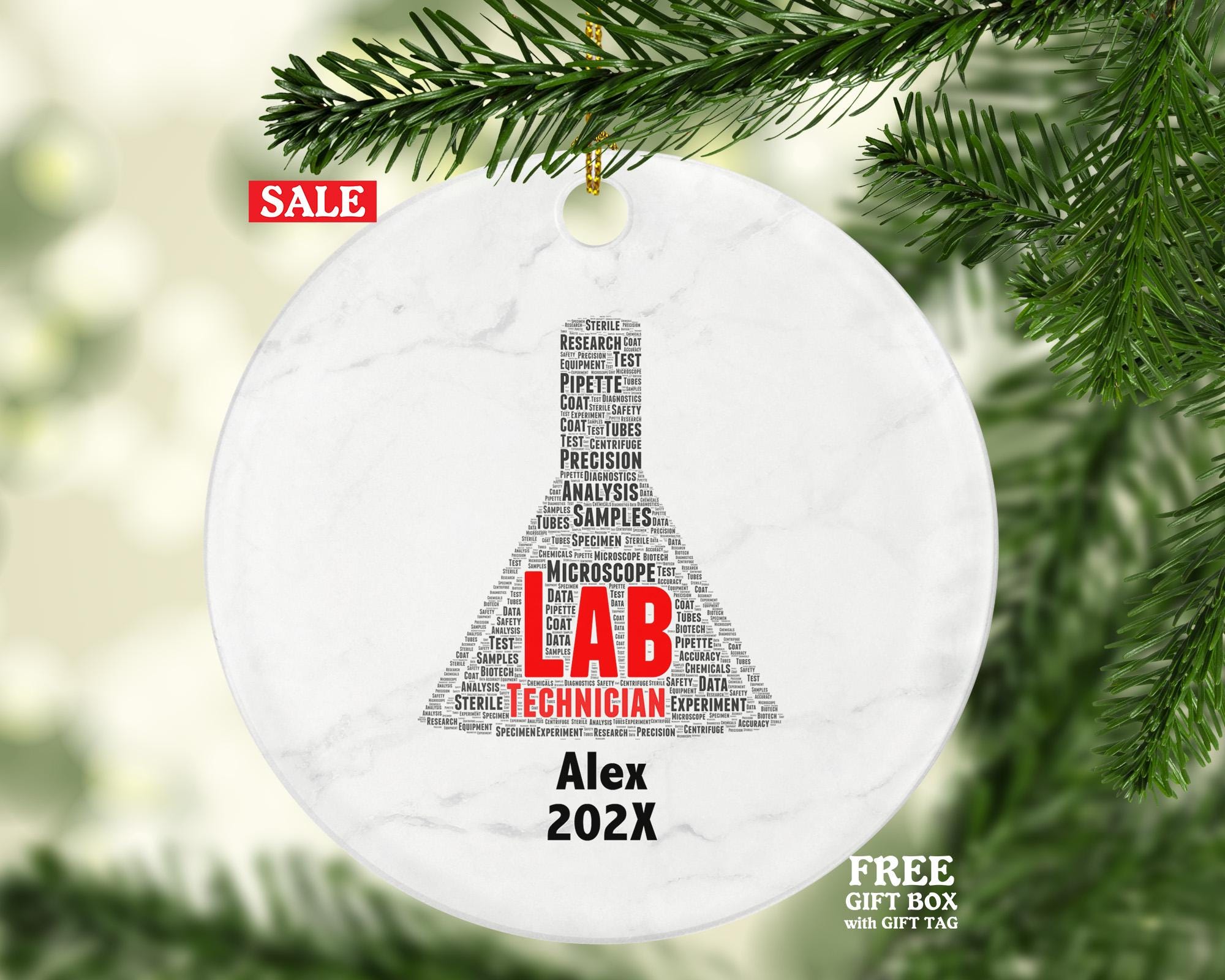 Personalized Lab Technician Christmas Ornament – Custom Science Gift – Laboratory Ornament – Medical Research Professional Keepsake