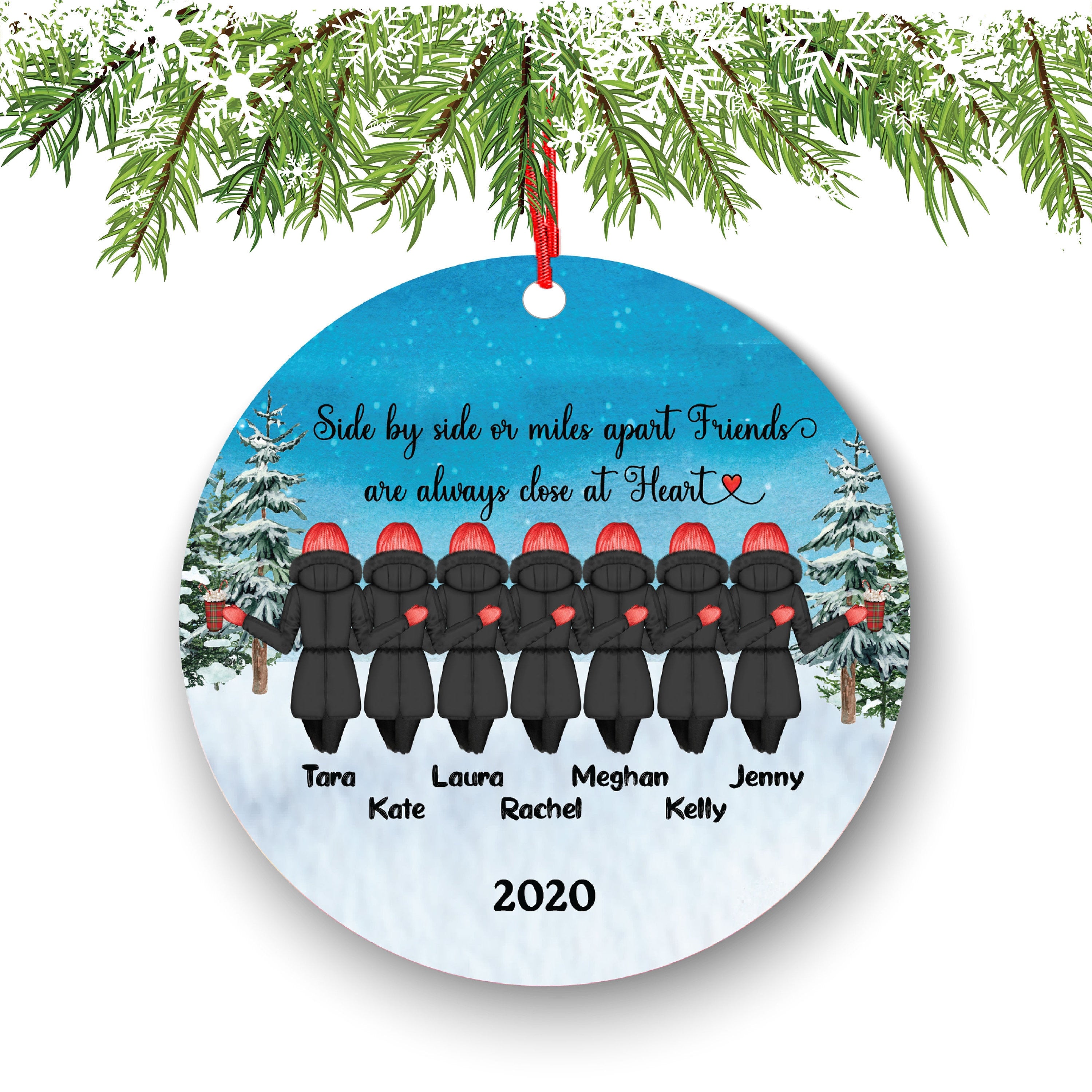 Soul Sisters for 2 3 4 5 6 7 Best Friends Christmas Ornament for Sisters Personalized BFF Gift Personalized Friend Girls Female Besties