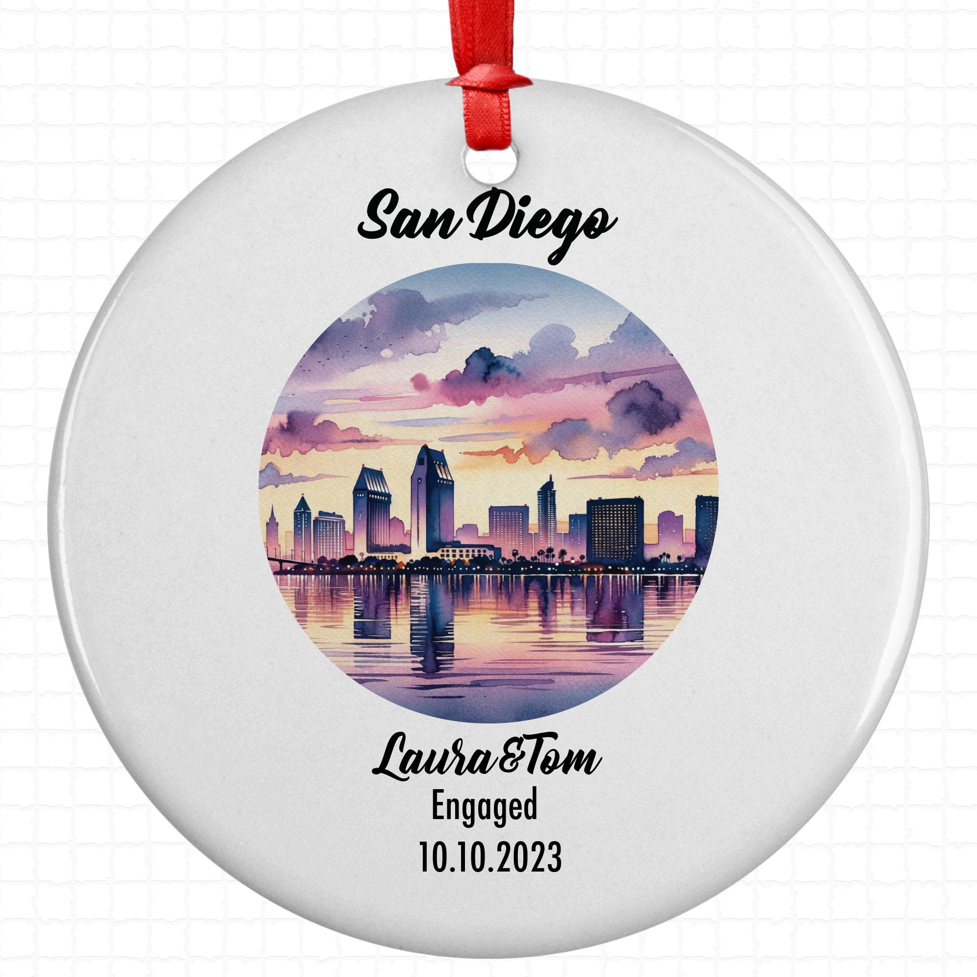San Diego Ornament, Engagement, Married, Travel, Gift for Engaged Couple, Engagement Gift, Trip, Vacation Souvenir