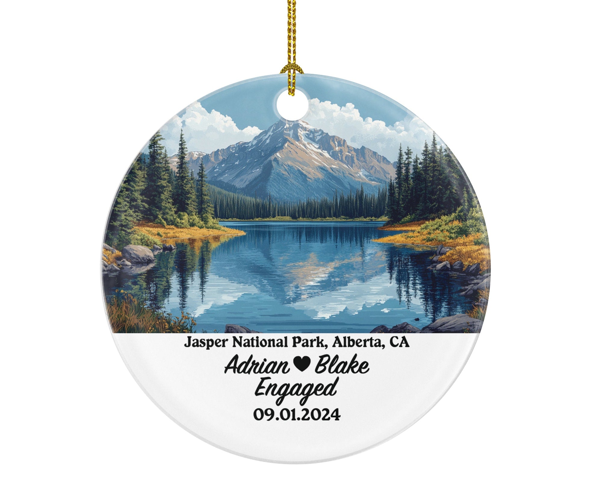 Jasper National Park Christmas Ornament Personalized - Canada Engaged Married Family Together Couple Travel Honeymoon Engagement Marriage