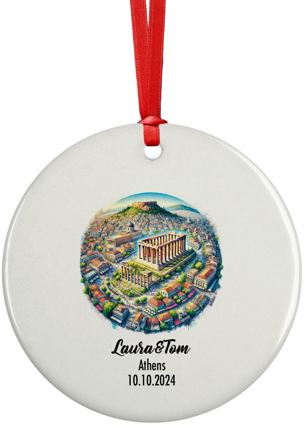 Athens, Greece, Ornament, Engagement, Married, Travel, Gift for Engaged Couple, Engagement Gift, Trip, Vacation Souvenir