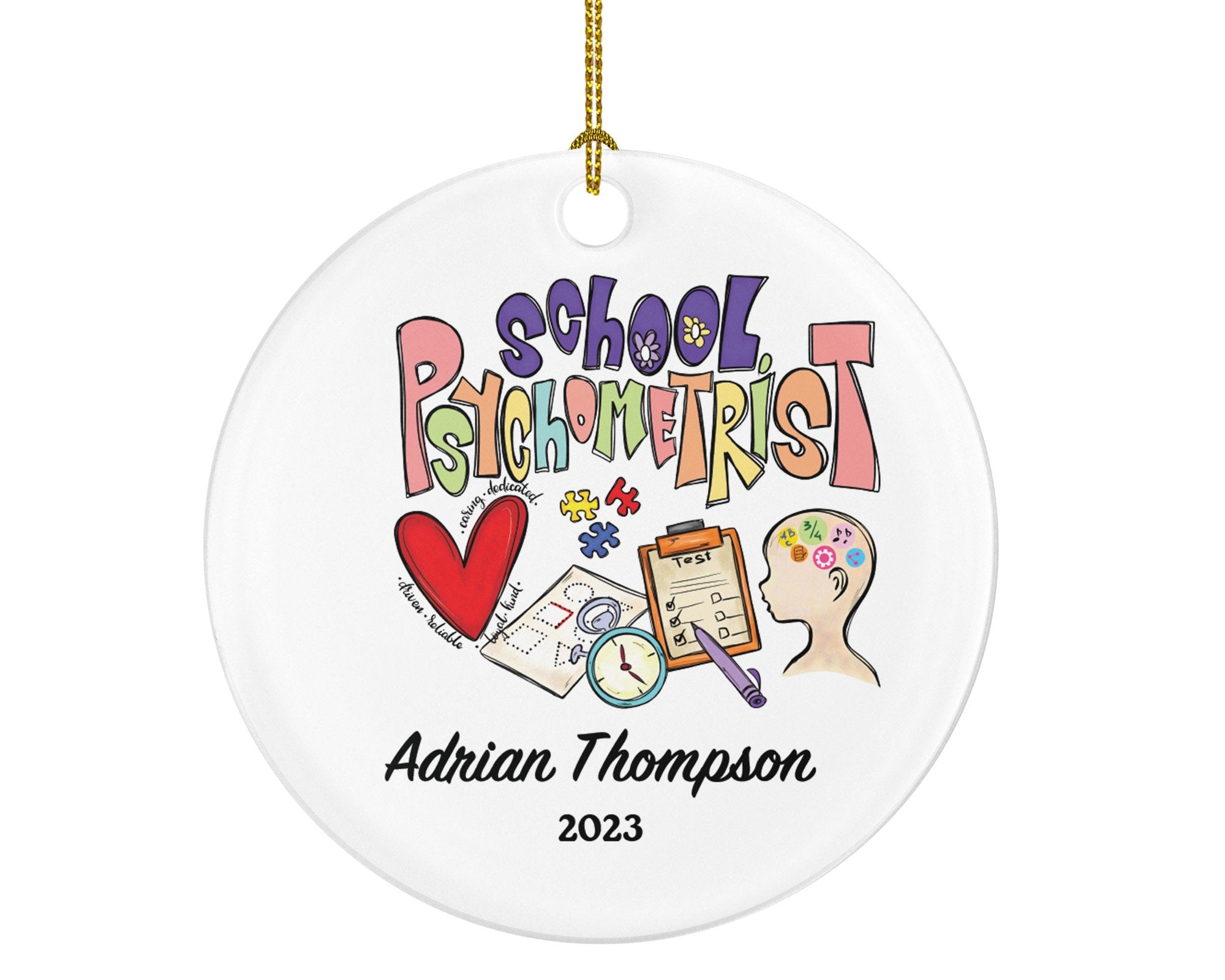 School Psychometrist Christmas Ornament Personalized