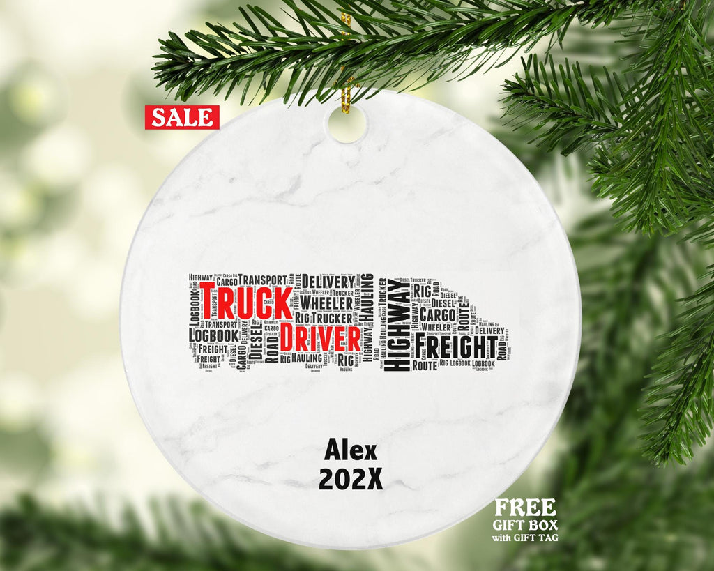 Personalized Truck Driver Ornament – Custom Gift for CDL Drivers and Freight Haulers – Word Art Keepsake
