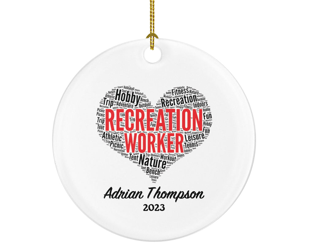 Recreation Worker Ornament Personalized - Word Art Christmas Gift for a Recreation Worker Custom Name