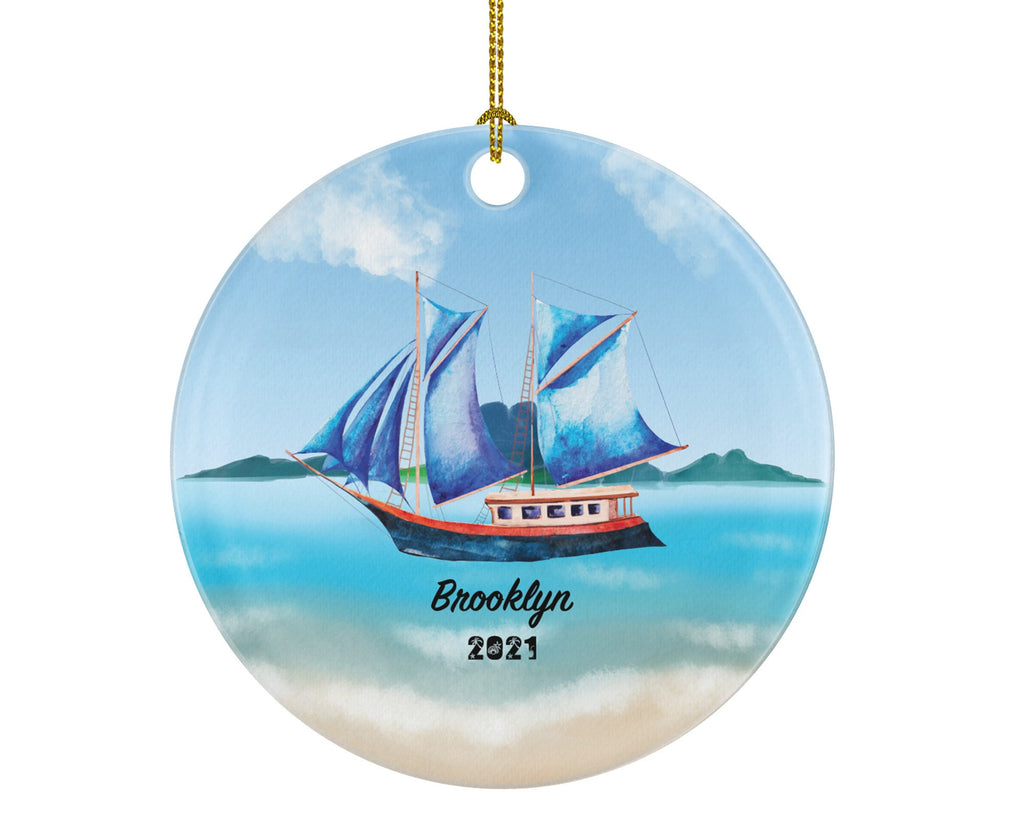 Sailboat Christmas Ornament - Personalized Sailor Custom Sailing Family Boat Gift for Captain