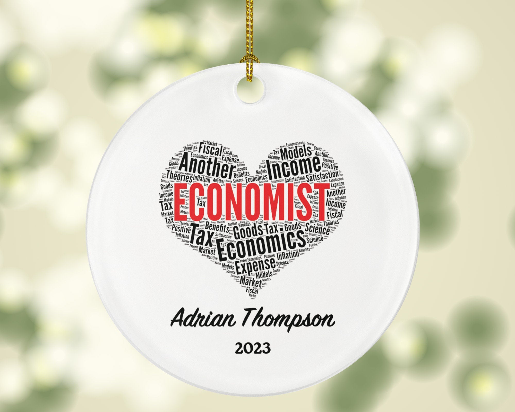 Economist Christmas Ornament Personalized - Economy Specialist Finance Worker Christmas Gift Custom Name