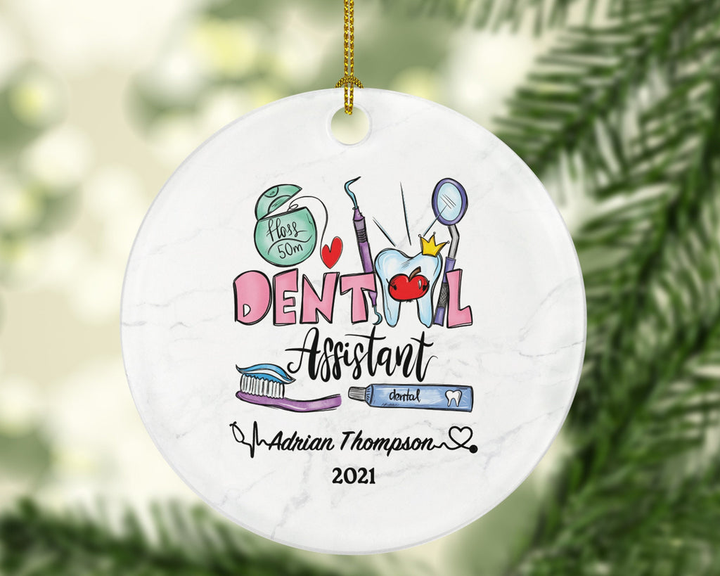 Dental Assistant Christmas Ornament Personalized - Dentist Assistant Gift Graduation Custom Occupational Orthodontist Occupation Gift