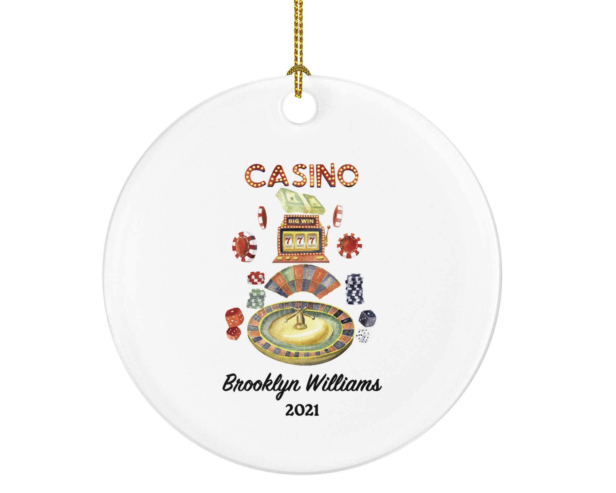 Casino Ornament - Gambling Casino Worker Lover Gift Personalized Name