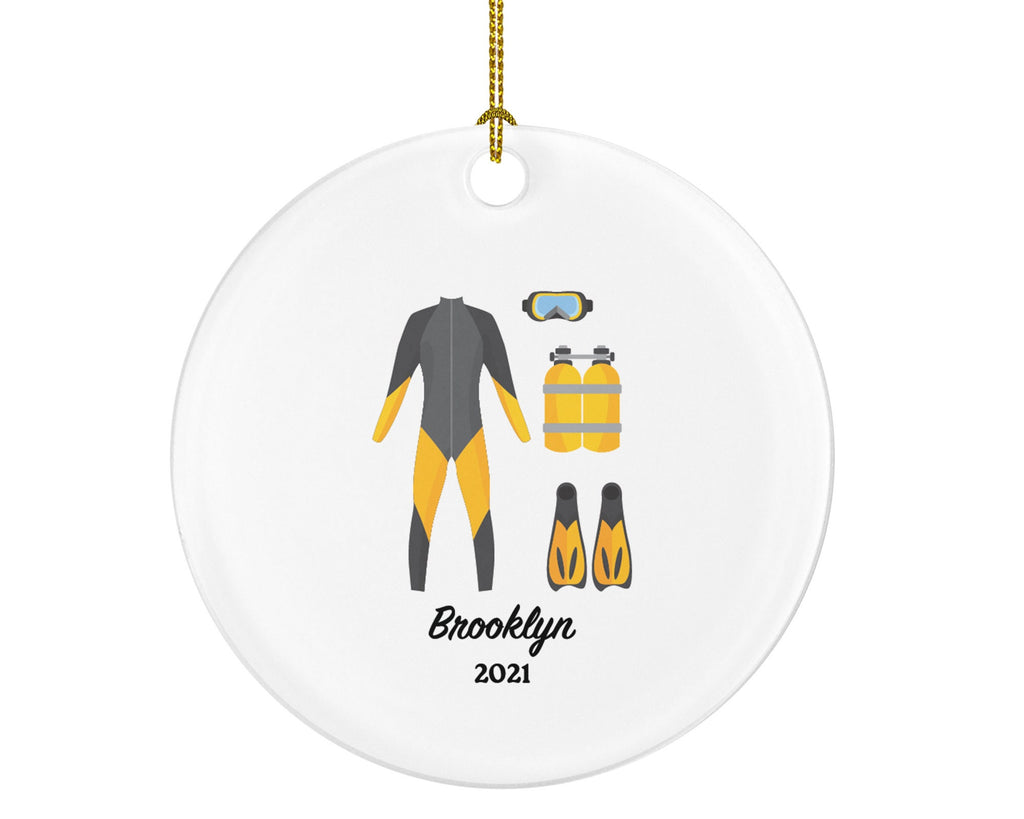 Personalized Scuba Diving Christmas Ornament, Diving Lover Gift, Diving Equipment Christmas Tree Ornament