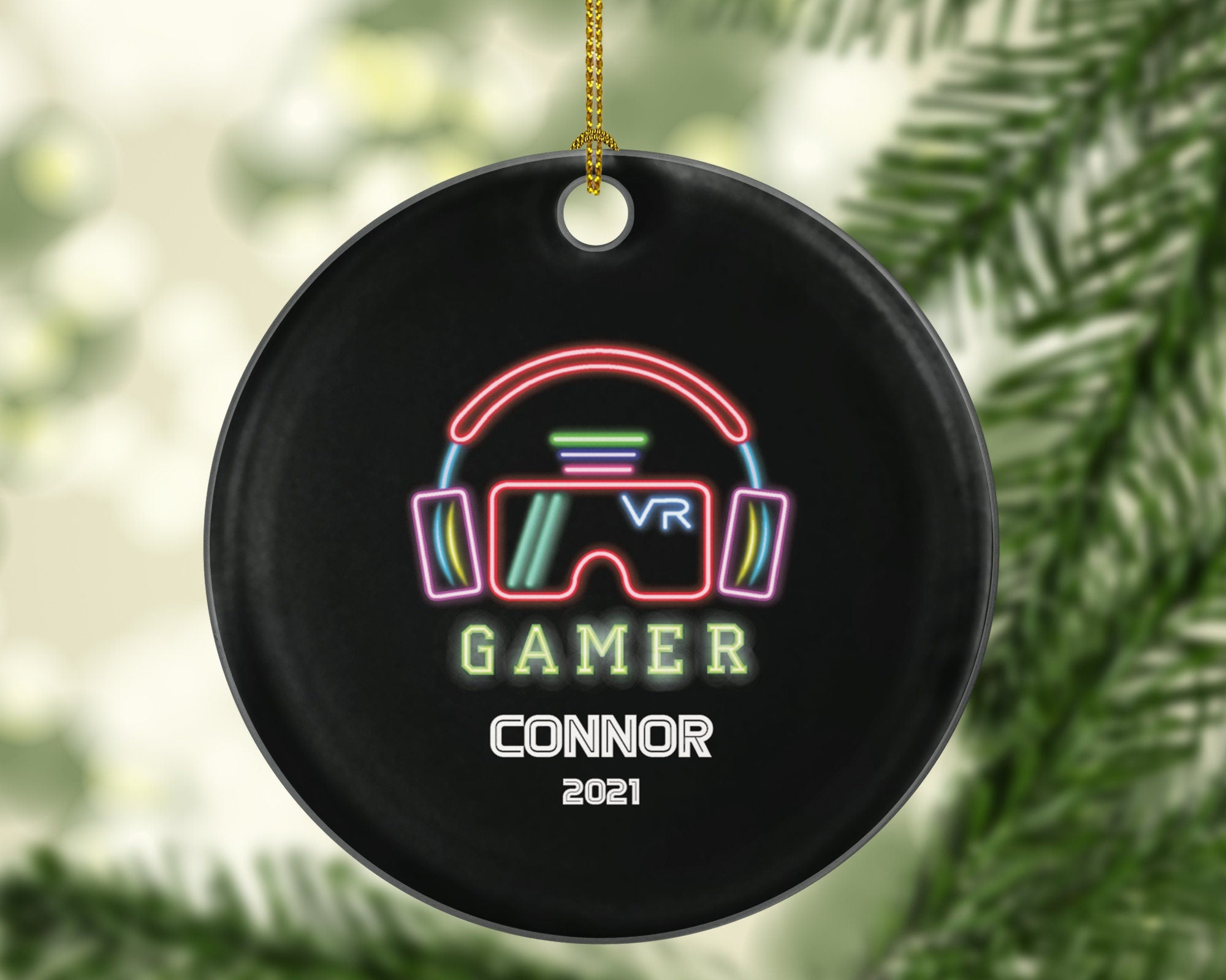 Virtual Reality Personalized Christmas Ornament -  Custom VR Video Gamer Game VR Gift