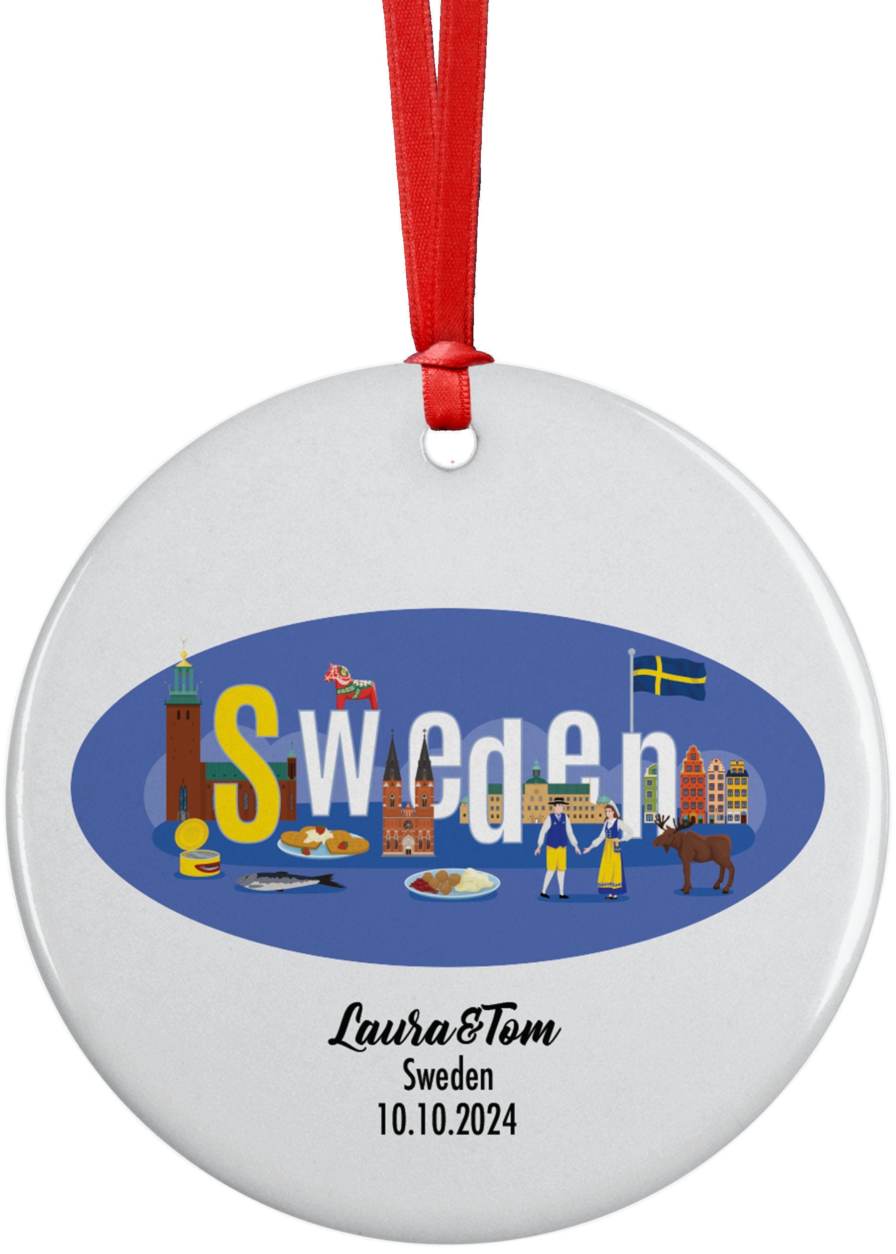 Sweden Cultural Symbols, Ornament, Engagement, Married, Travel, Gift for Engaged Couple, Engagement Gift, Trip, Vacation Souvenir