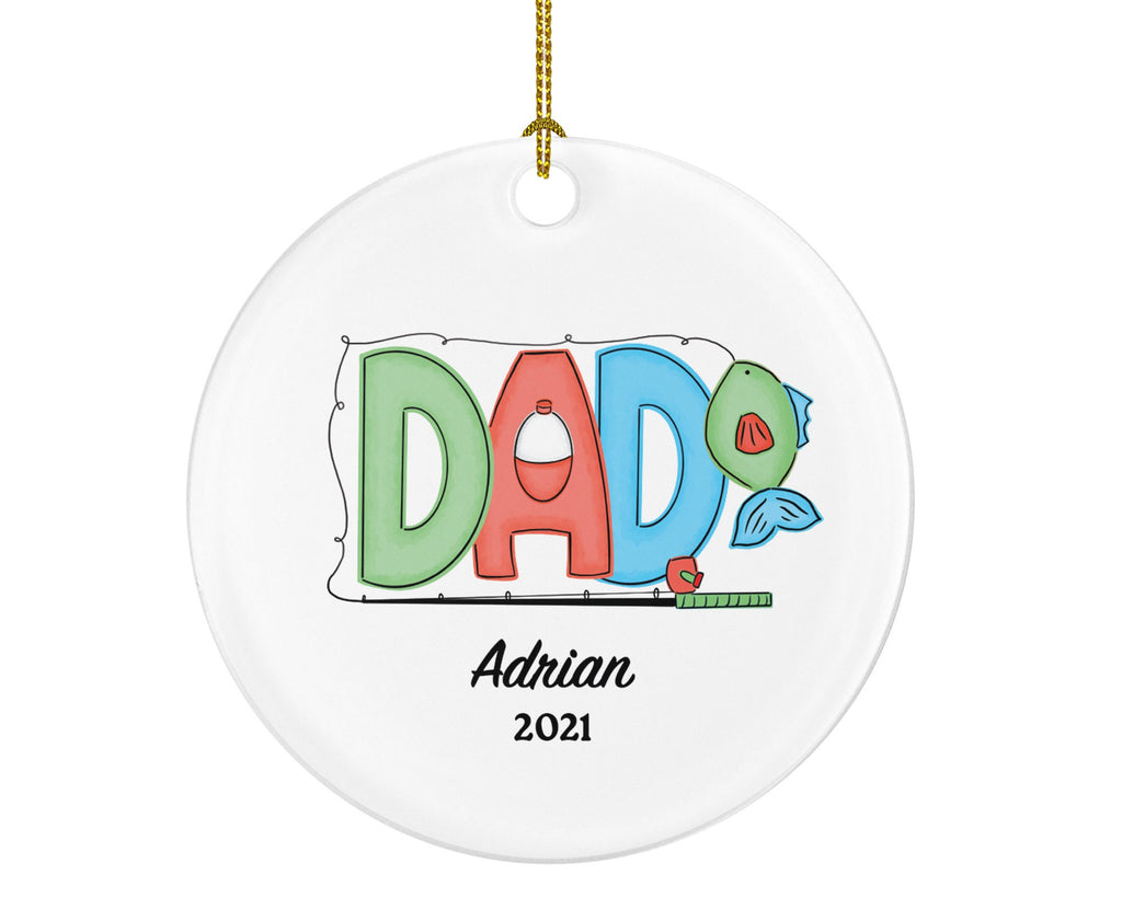 Fisher Dad Christmas Ornament Personalized - Fishing Fisher Fisherman Ornament with Father Name - Custom Gift for Fisher Dad