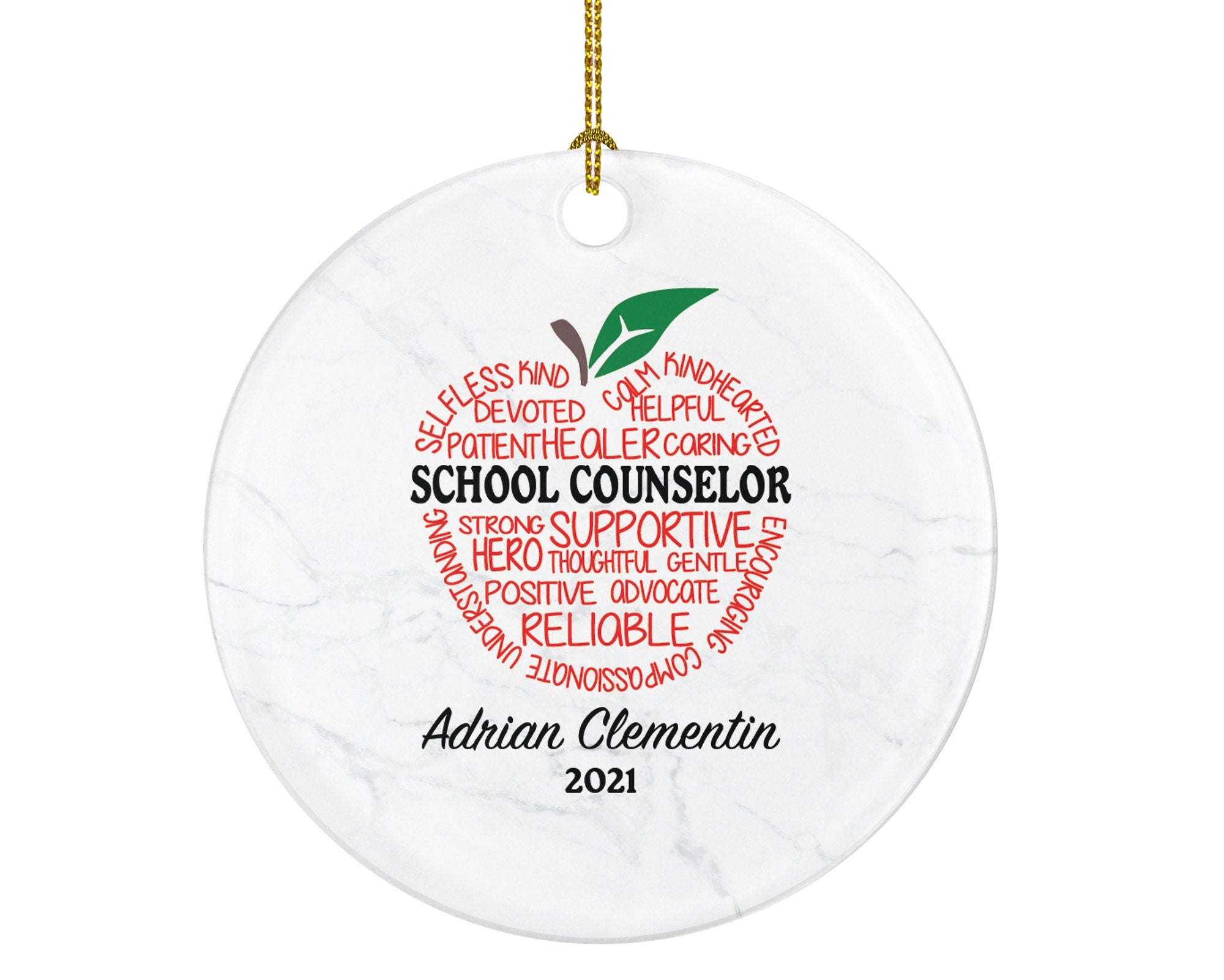 School Counselor Christmas Ornament Personalized - Best Counselor - Custom Name Gift