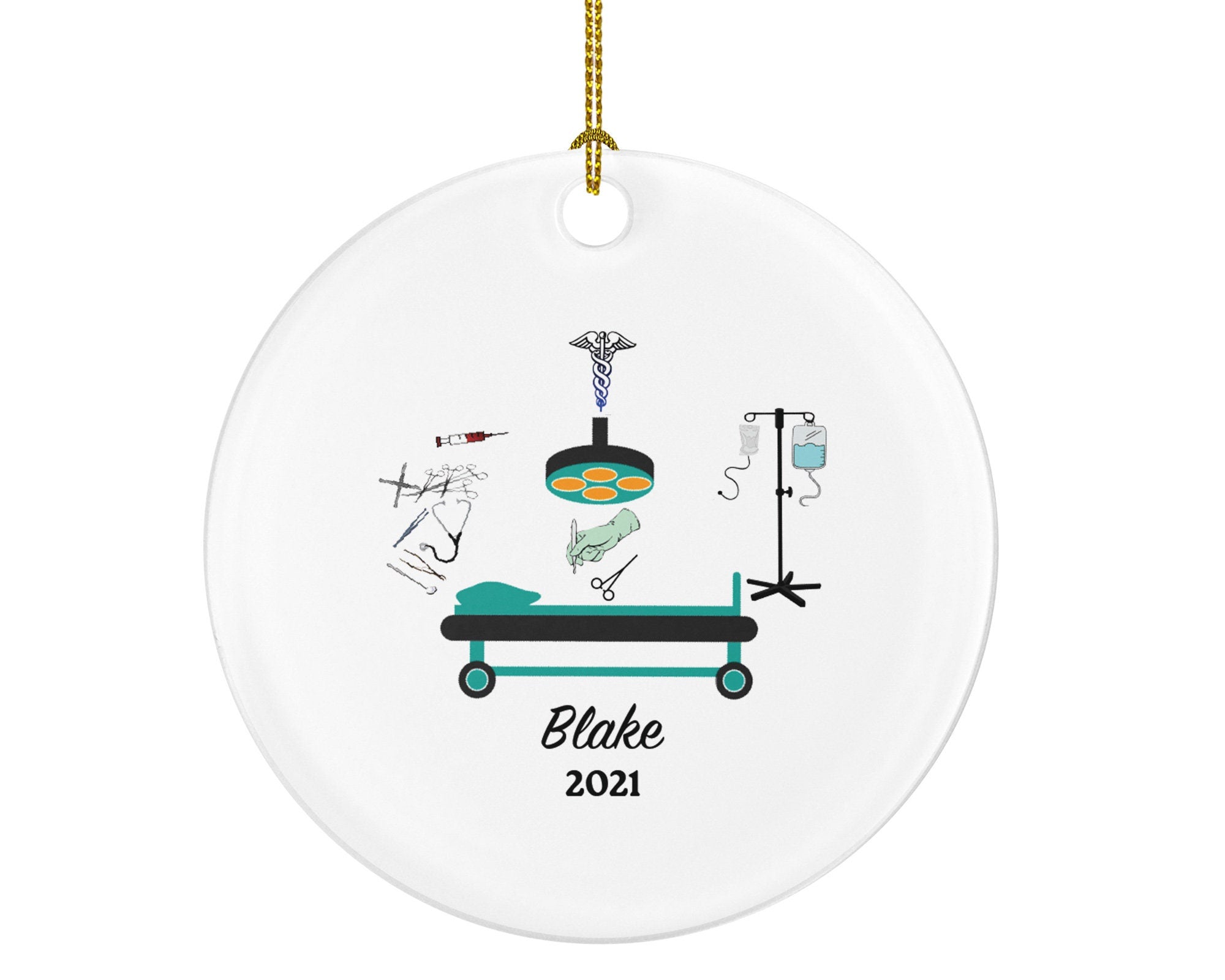 Surgeon Doctor Christmas Ornament Personalized - Surgery Medical Dr Gift for MD - Custom Name Year