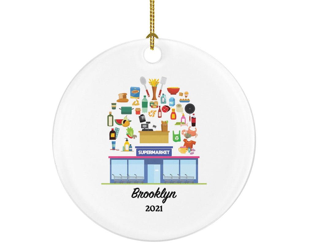 Supermarket Worker, Cashier, Owner Christmas ornament Personalized - Gift For Front Line Hero Essential Worker In Grocery Store, Custom Name