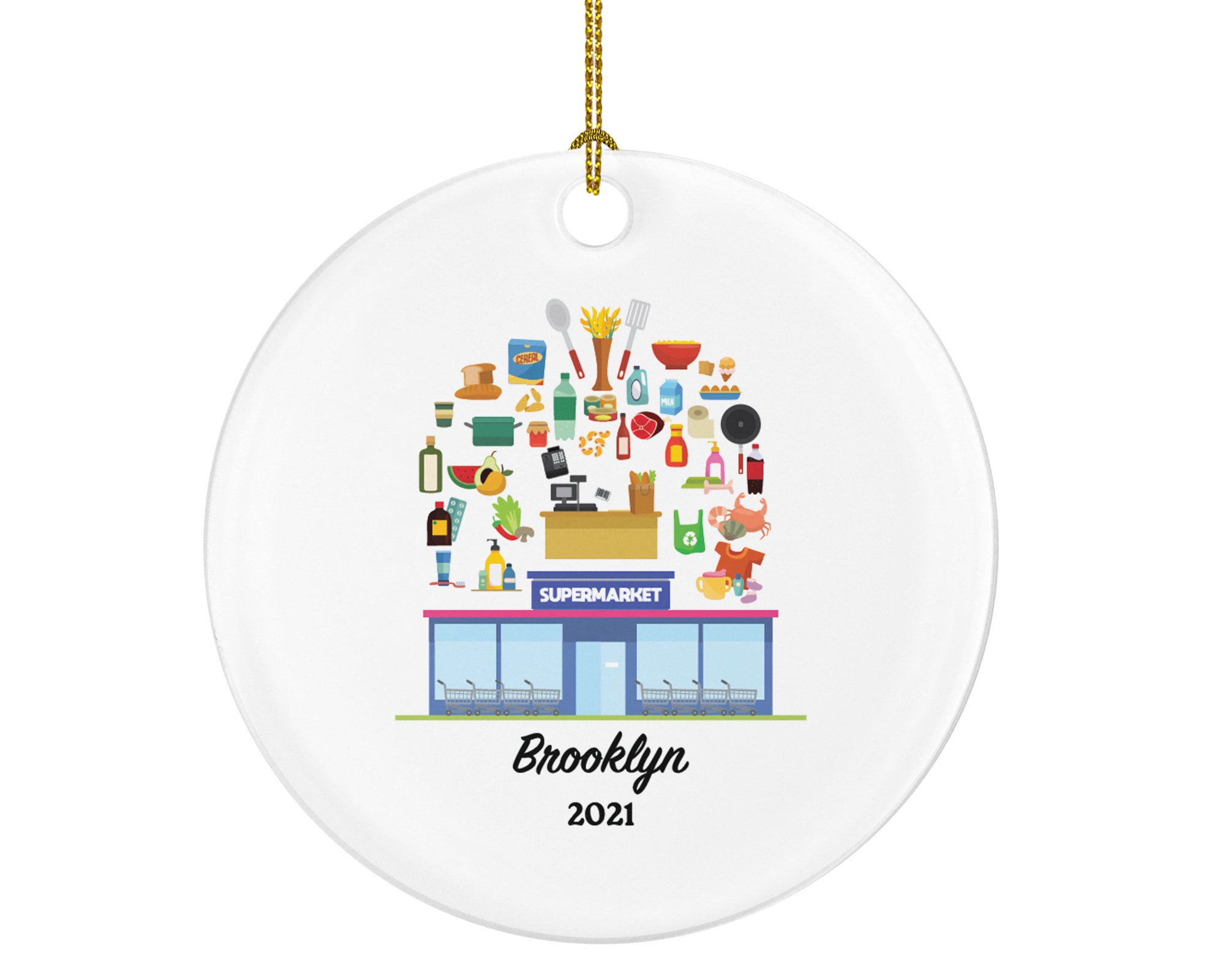 Supermarket Worker, Cashier, Owner Christmas ornament Personalized - Gift For Front Line Hero Essential Worker In Grocery Store, Custom Name