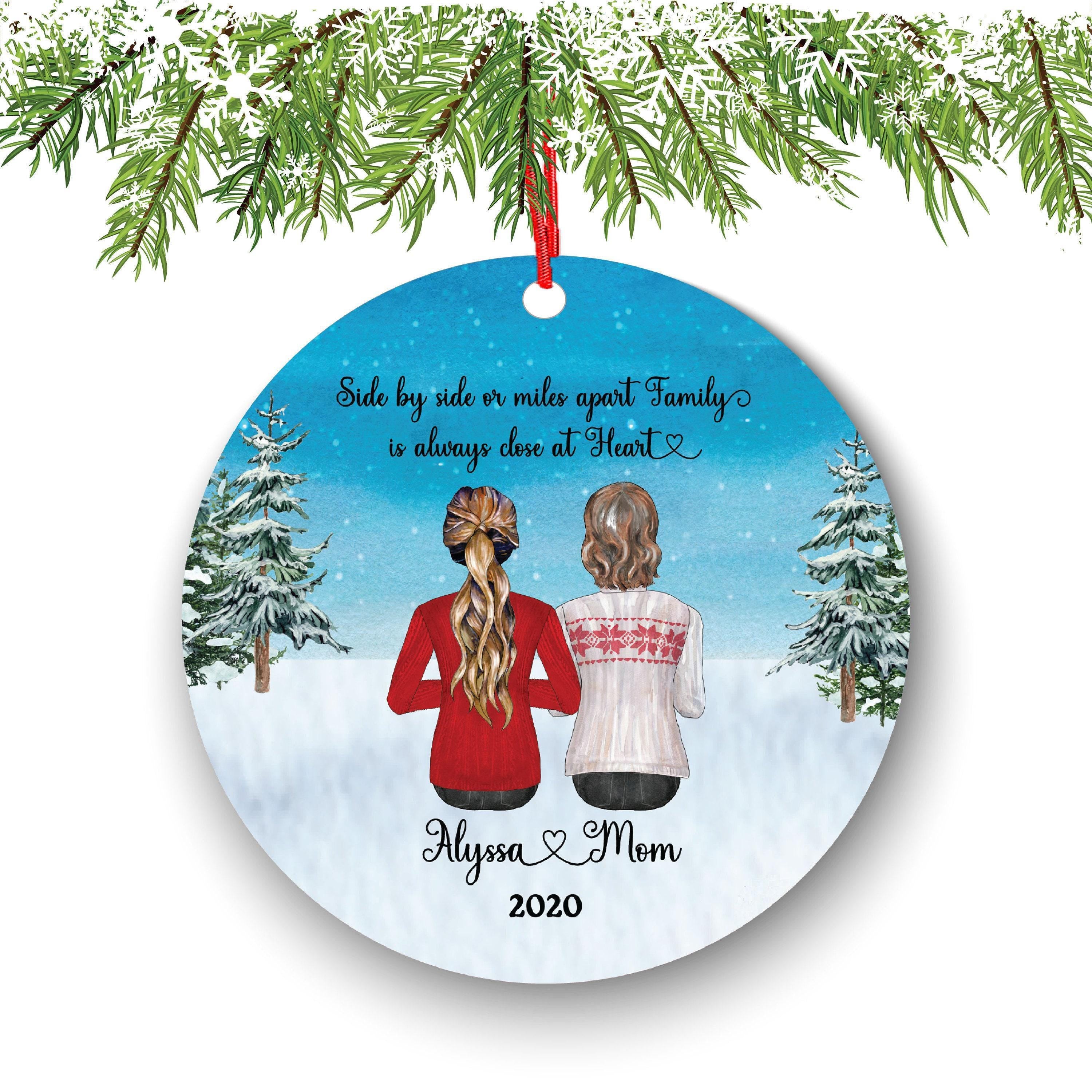 Custom Mom and Daughter Ornament - Personalized Family Christmas Portrait