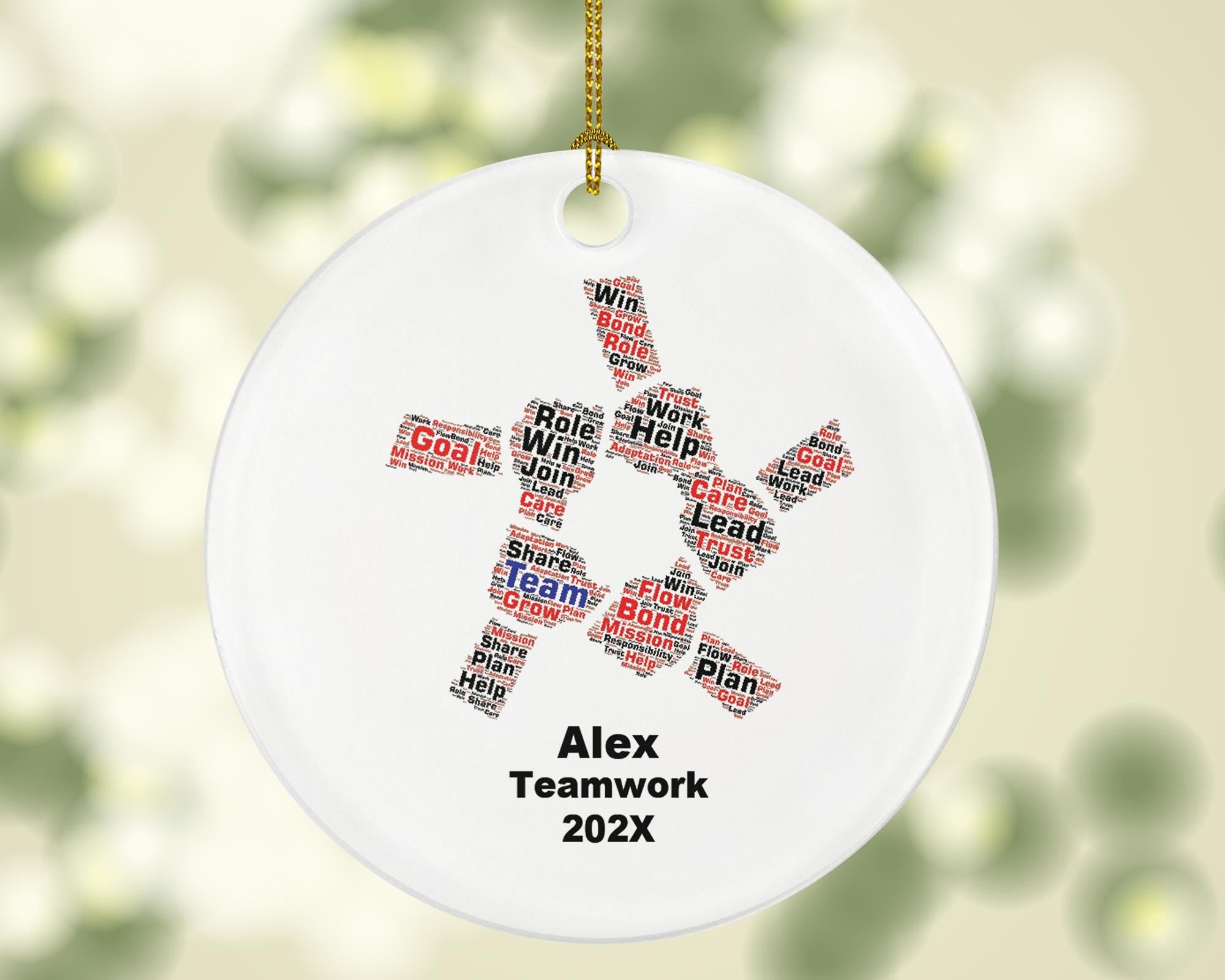 Custom Teamwork Ornament – Word Art Business Gift for Coworkers, Boss & Colleagues – Corporate Holiday Appreciation 202X