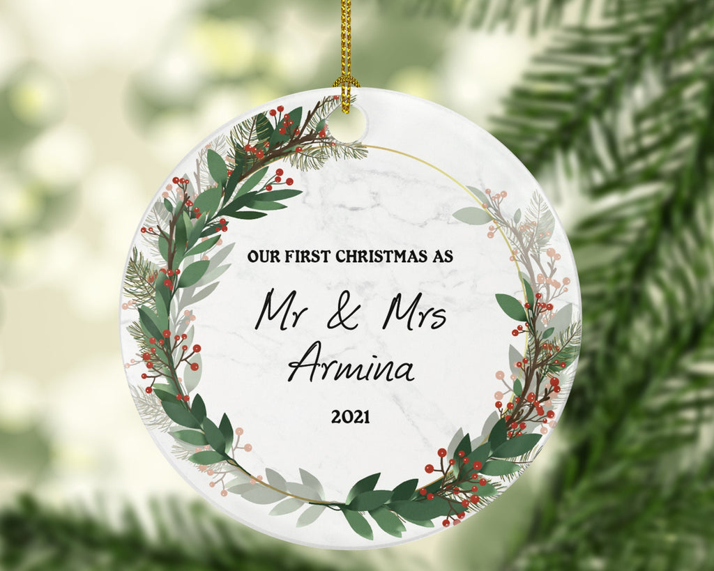 First Christmas as Mr & Mrs Married Couple Christmas Ornament Personalized - Newlywed Christmas Couple First Custom Gift