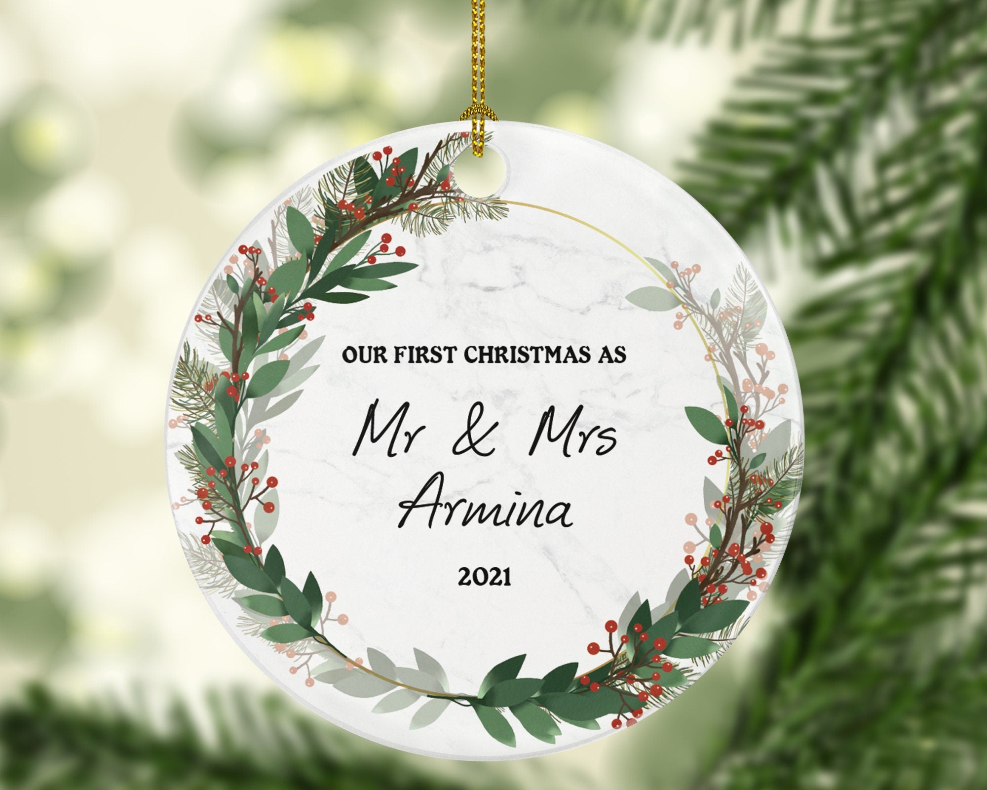 First Christmas as Mr & Mrs Married Couple Christmas Ornament Personalized - Newlywed Christmas Couple First Custom Gift
